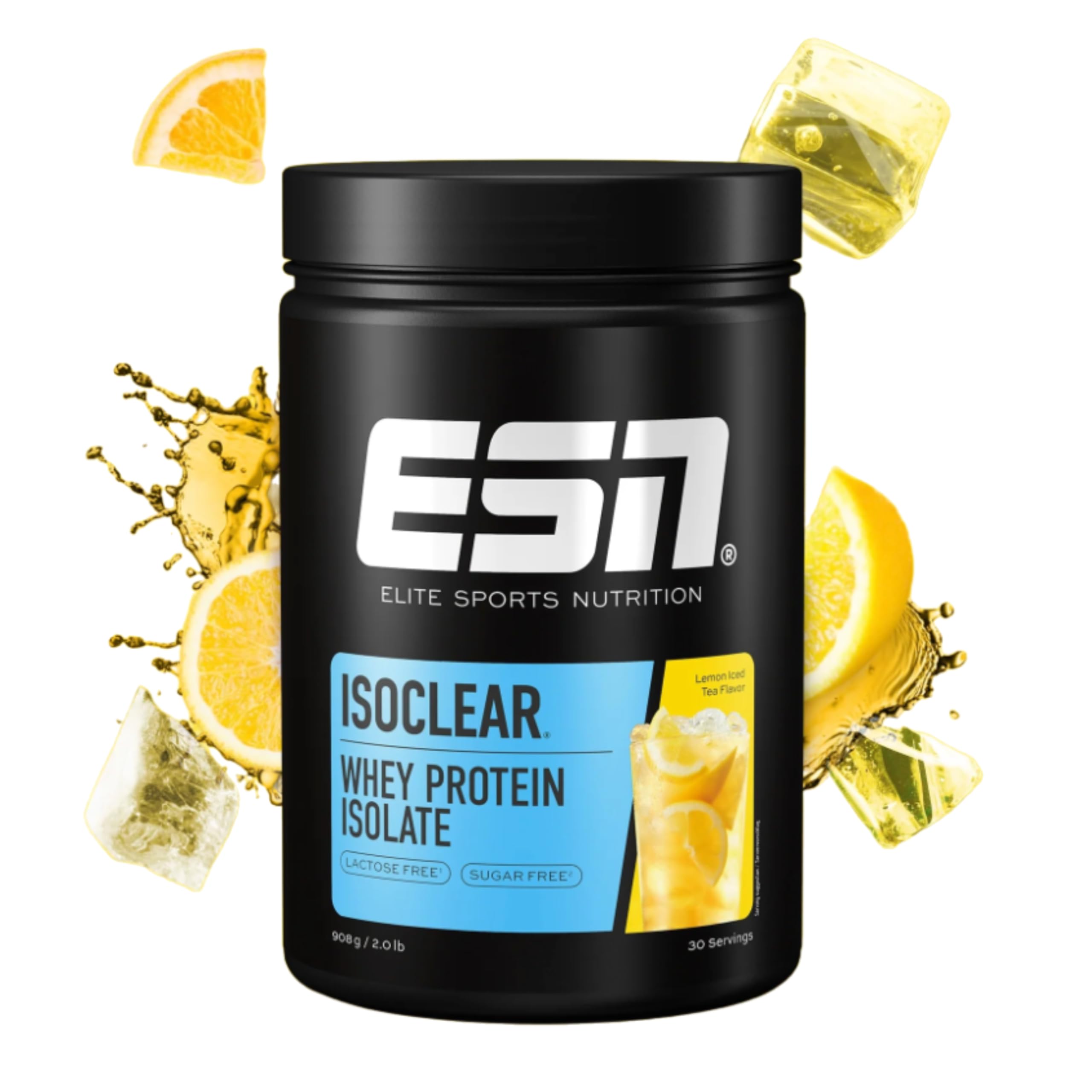 ESN ISOCLEAR Whey Isolate Protein Pulver, Lemon Iced Tea, 908 g, Proteinlimo mit fruchtig leckerem Geschmack, clear Whey - made in Germany Lemon Iced Tea 30 Portionen (1er Pack) Angebot bei HelloDeals