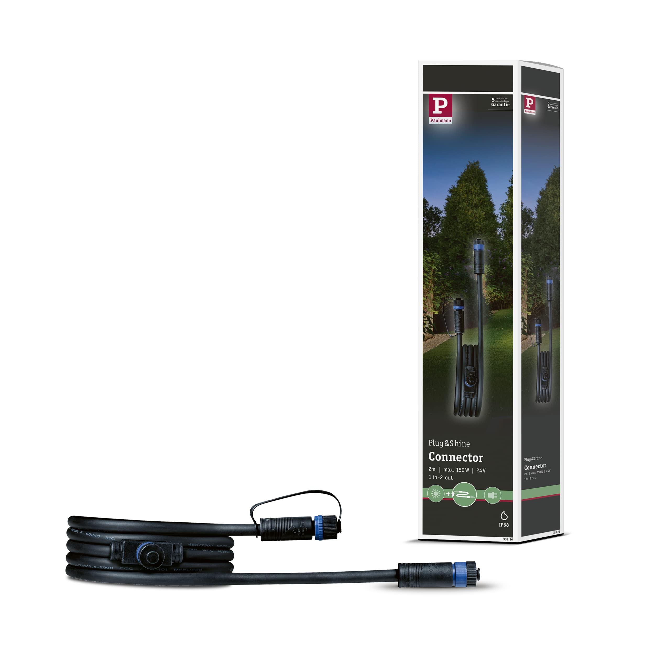 Paulmann Beleuchtungssystem Plug&Shine Verbindungskabel 200 cm 93926 Schwarz 24 V 2m 1in-2out Single Angebot bei HelloDeals