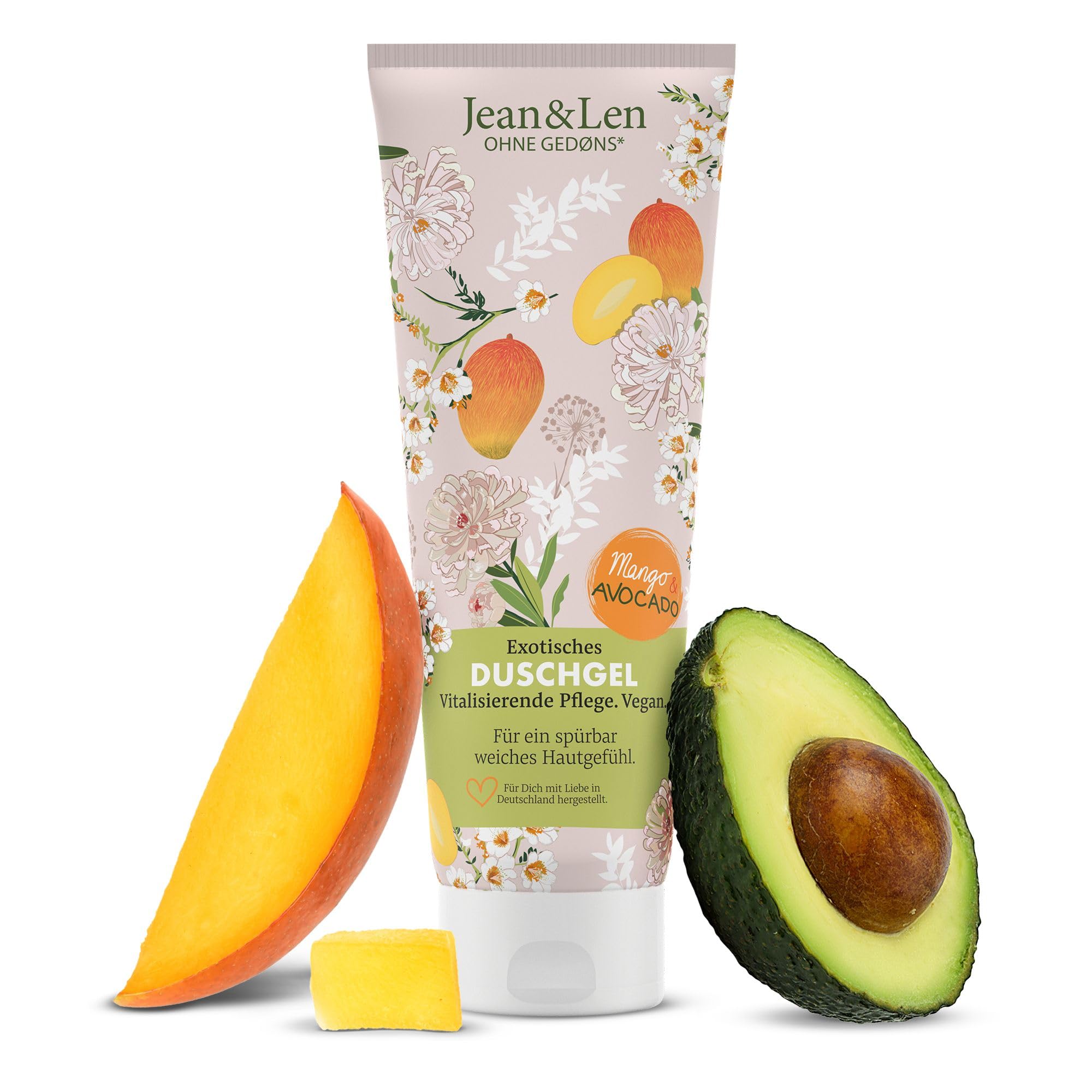 Jean & Len Exotisches Duschgel Mango & Avocado, vitalisierende Formulierung für ein spürbar geschmeidiges Hautgefühl, sanfte Hautreinigung, ohne Parabene & Silikone, vegan, Duschgel, 250 ml 250 ml (1er Pack) Mango & Avocado Angebot bei HelloDeals