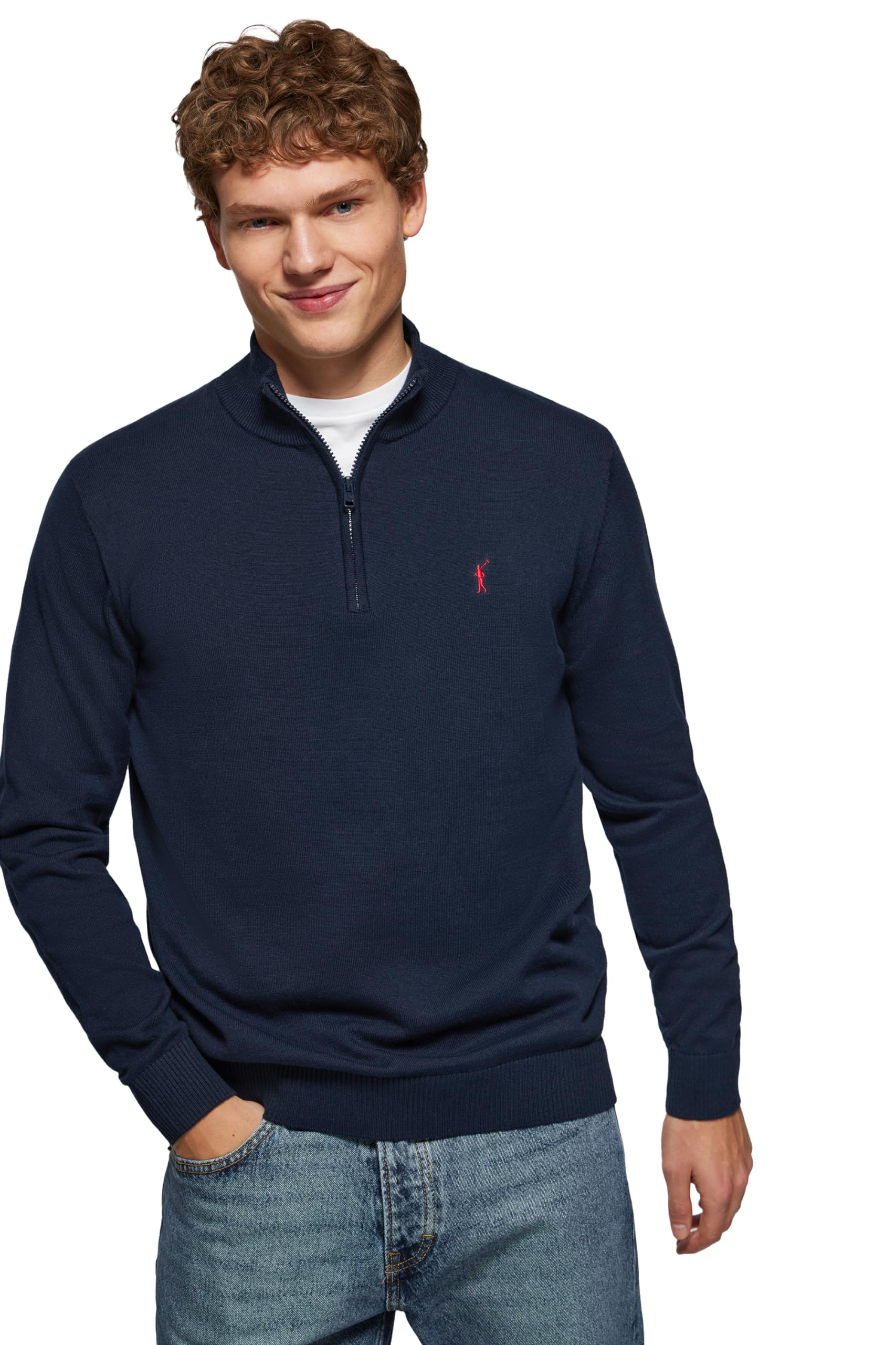 Polo Club Herren Basic Pullover Mit Reißverschluss - 100% Baumwolle Pullover Zipper Langarm Sweat Angebot bei HelloDeals