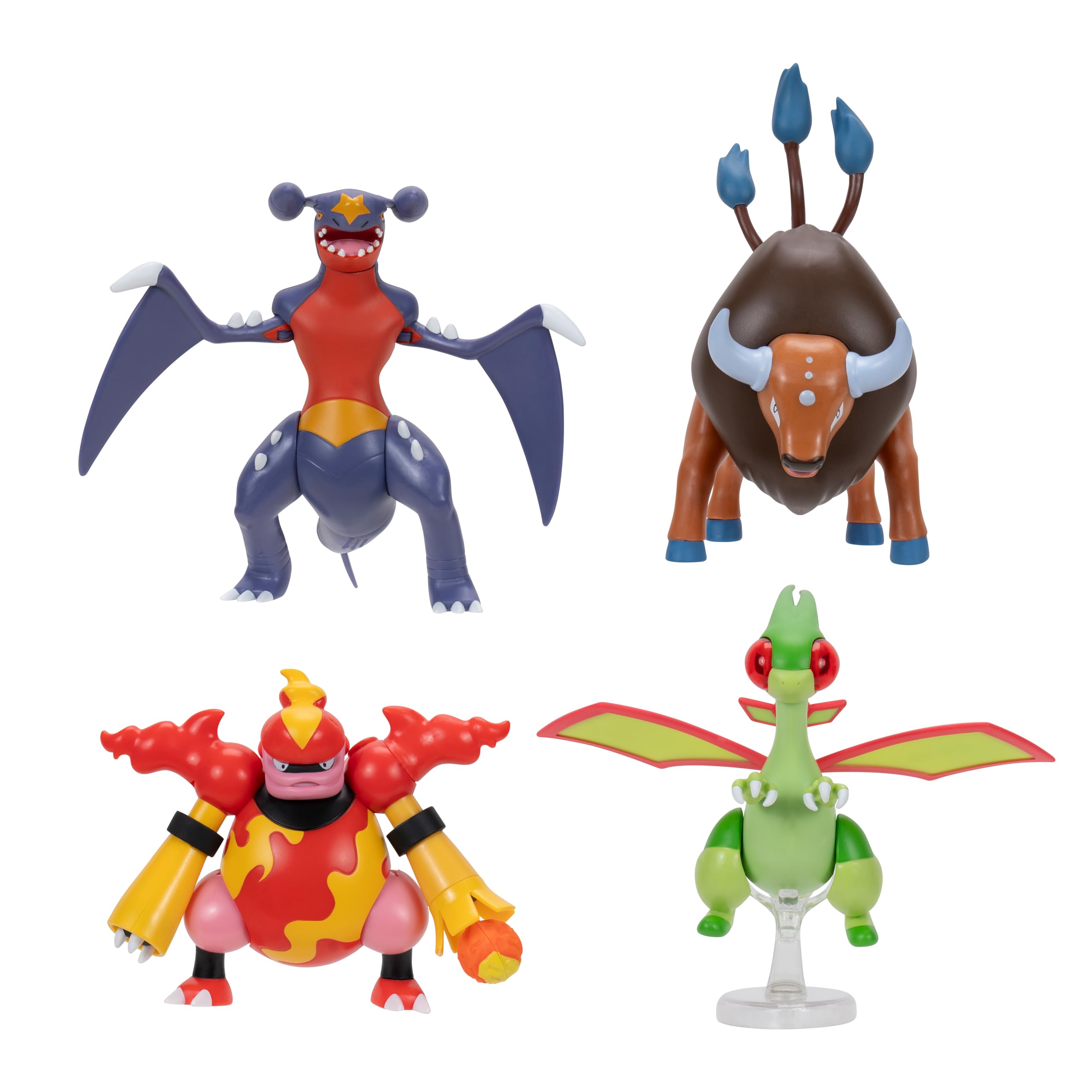 Pokémon PKW4404 - Battle Feature Figure 4er Pack - Knakrack, Magbrant, Tauros, Libelldra, offizielle bewegliche Figuren, je 11,5 cm Angebot bei HelloDeals