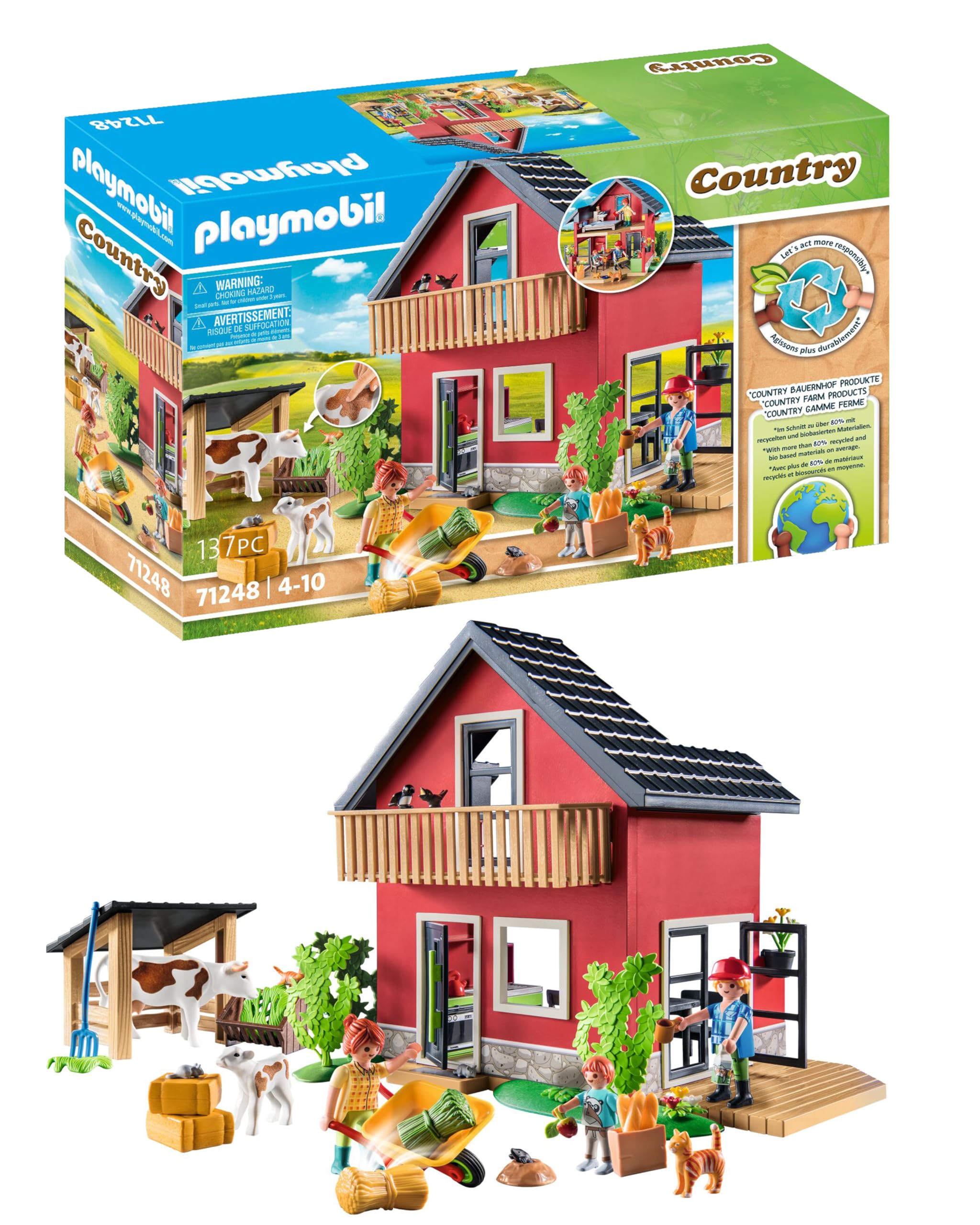 PLAYMOBIL Country 71248 Bauernhaus mit Wohn- und Schlafbereichen, inkl. Stall und Zubehör, ab 4 Jahren Angebot bei HelloDeals