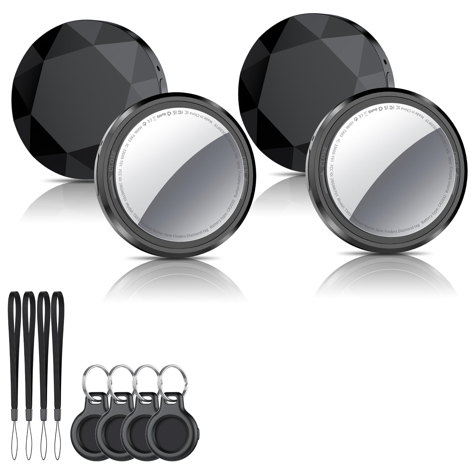 Air Tracker Tag Schlüsselfinder 4er Pack, Koffer Tracker Kompatibel mit Apple Wo ist? APP (Nur iOS), Bluetooth Key Finder für Gepäck/Taschen/Koffer/Brieftasche, Smart KeyFinder, Austauschbarer Akku 4er-Pack / Schwarz Angebot bei HelloDeals