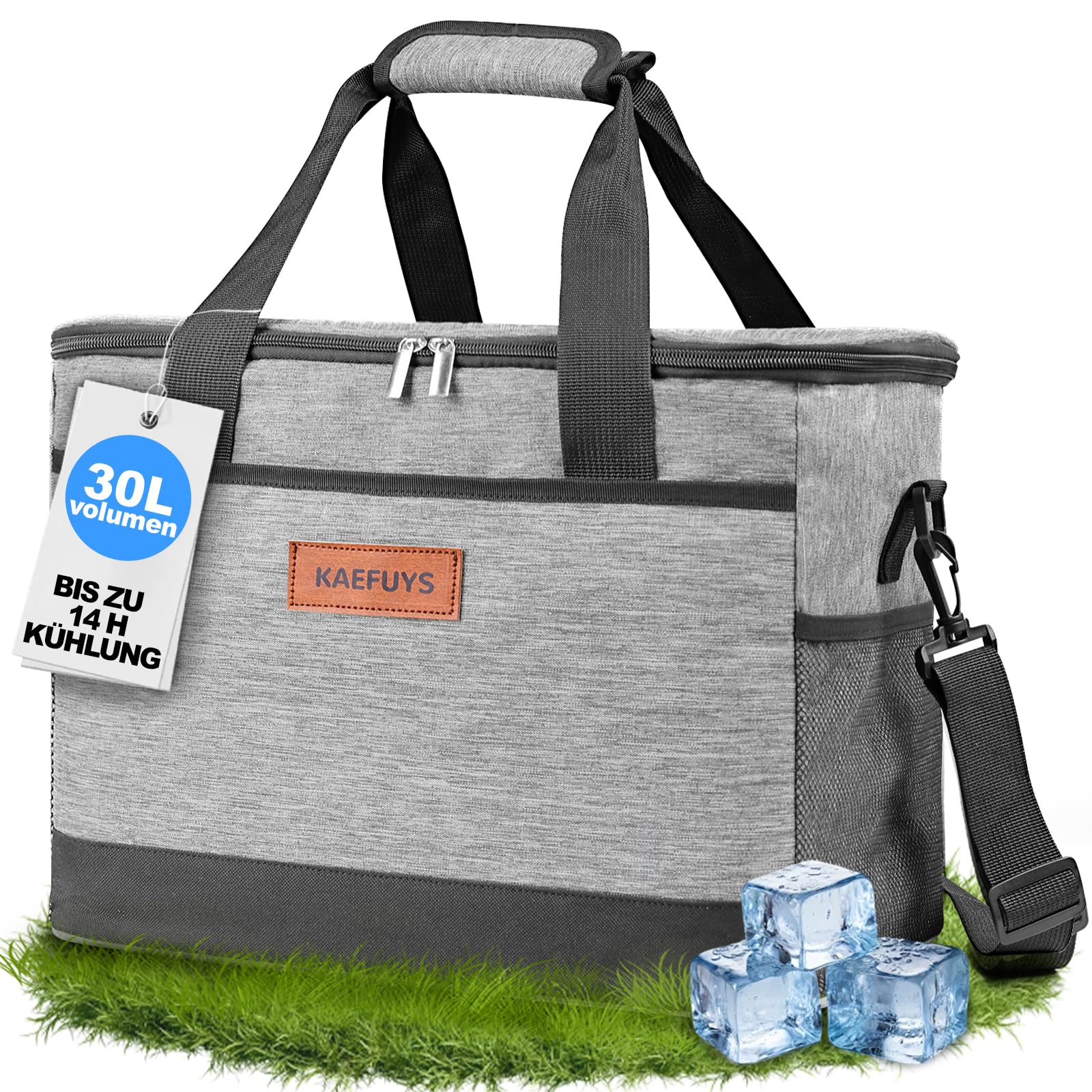 KAEFUYS Kühltasche 30L+14h Kühlung Thermoisoliert Tragbar Faltbar Wasserdicht Groß Picknicktasche für Einkaufen Auto Büro Camping Outdoor Reisen Lebensmitteltransport Proviant Familie Grillen Angebot bei HelloDeals