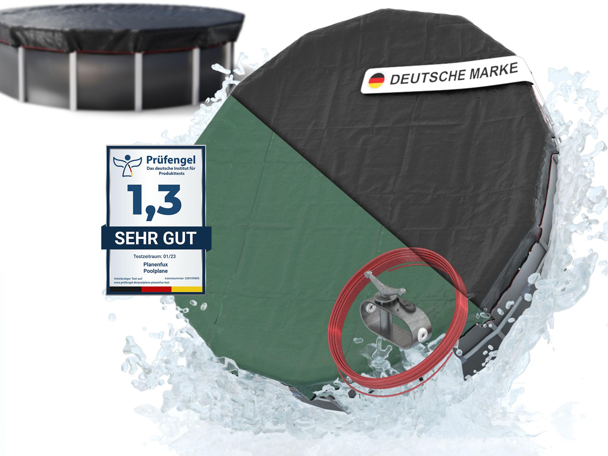 Planenfux® Poolabdeckung rund 500 cm (Für Ø 460-500 cm Becken) | 2-in-1 Poolplane aus 200g/m² PE Material | Sommer & Winterplane Pool | UV-resistente Solarplane Abdeckplane | Ø560cm Rundpool Abdeckung 560 cm (Rund) Angebot bei HelloDeals