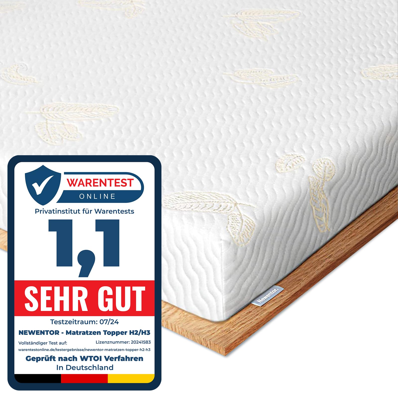 Newentor® Matratzen Topper 180x200cm H2 H3, Matratzentopper 180x200 Schlafsofa Bett Gelschaum, Mattress Topper 180x200 Boxspringbett Öko-Tex Zertifiziert Gel Bezug Kaltschaum 7CM Höhe 180x200cm H2/H3 - 80 bis 100KG Angebot bei HelloDeals