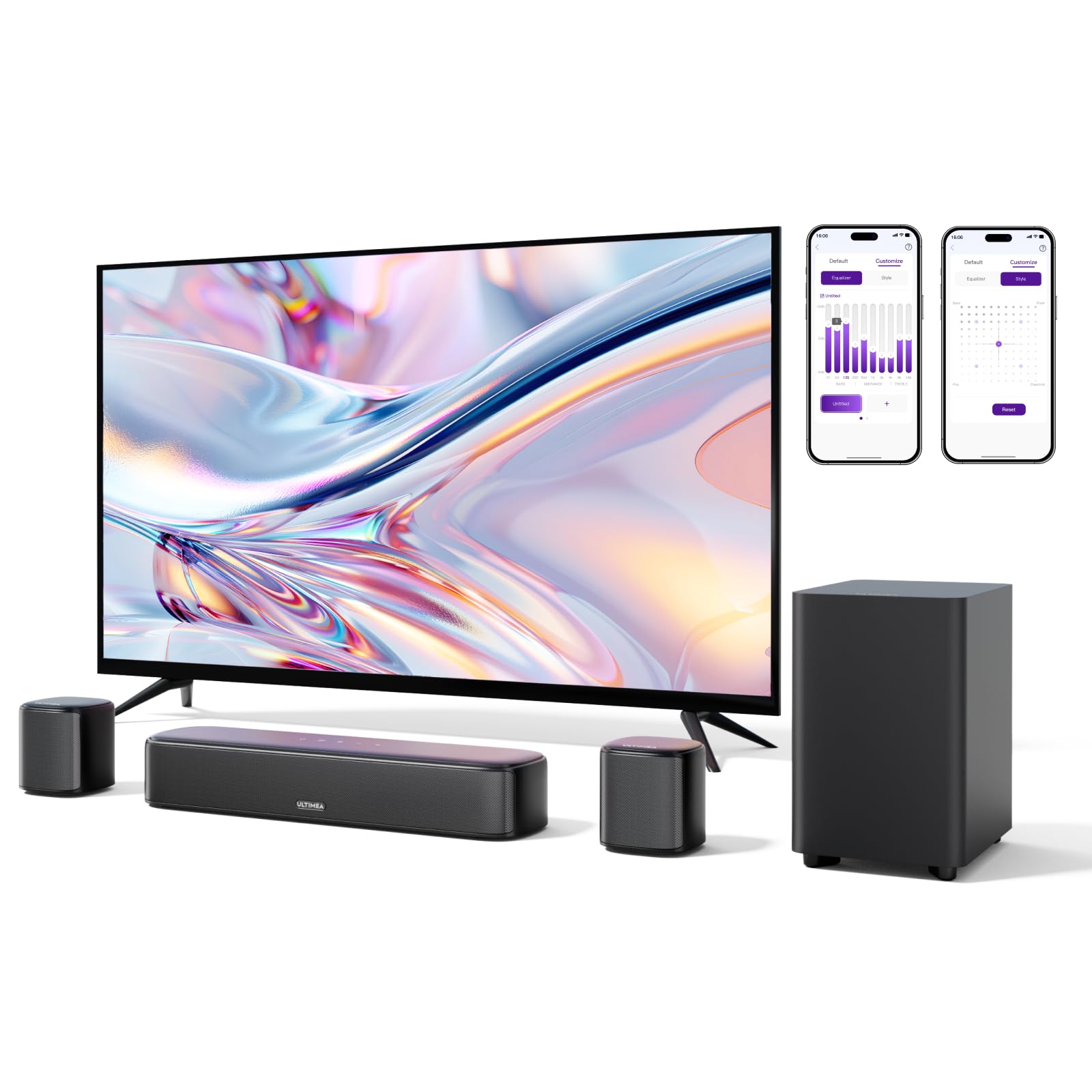 ULTIMEA 5.1 Soundbar für TV Geräte, Surround Sound System mit App Steuerung, Soundbar mit Subwoofer, 2 Surround Lautsprechern, Heimkino Soundsystem mit verstellbarem Bass, Bluetooth 5.3, Aura A30 U2501 Angebot bei HelloDeals