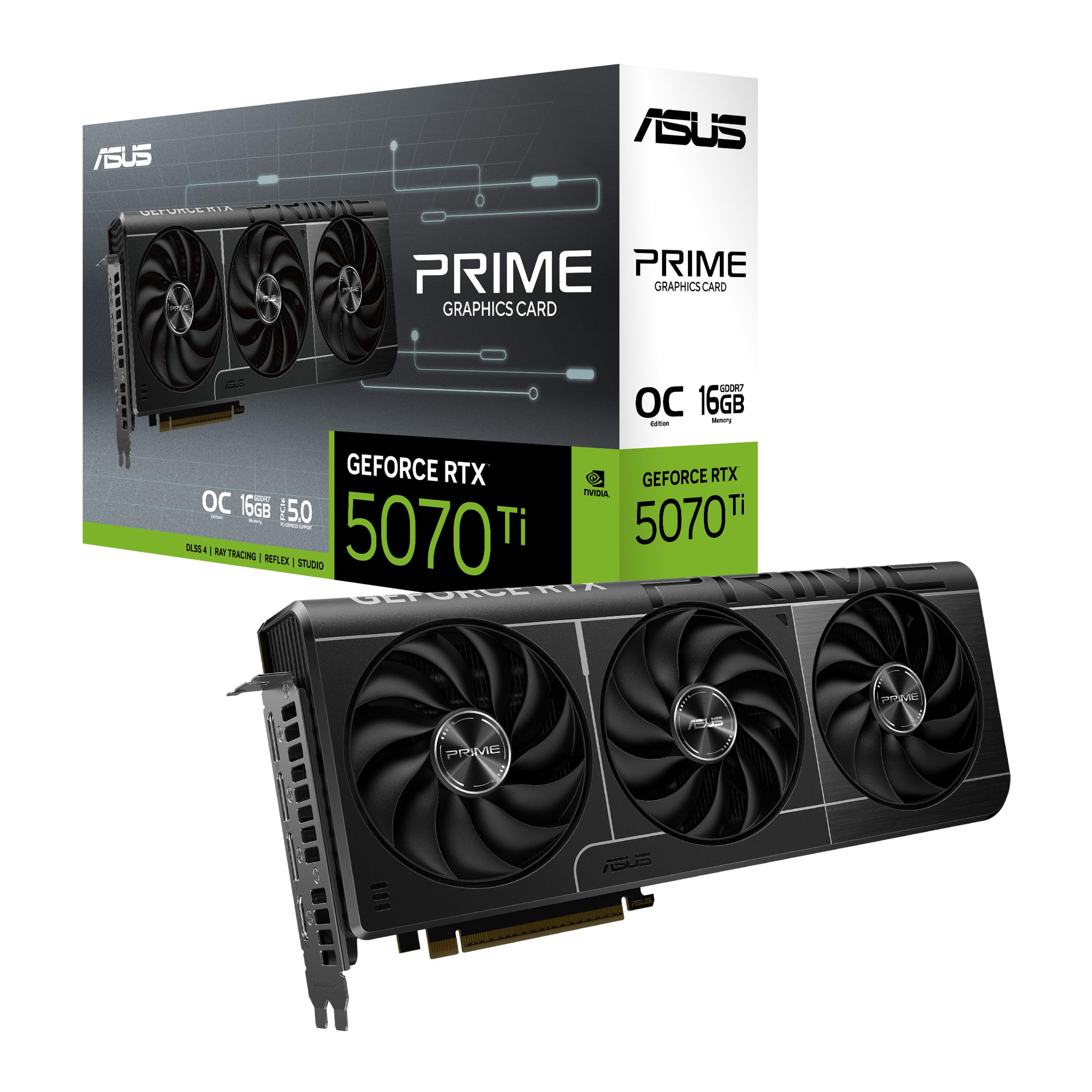 ASUS Prime GeForce RTX 5070 Ti 16GB GDDR7 OC Edition Gaming Grafikkarte (Nvidia GeForce RTX5070 Ti DLSS 4, 2,5-Slot Design, PCIe 5.0, 3X DisplayPort 2.1b, 1x HDMI 2.1b, PRIME-RTX5070TI-O16G) OC Edition Prime - RTX 5070 Ti Schwarz Angebot bei HelloDeals