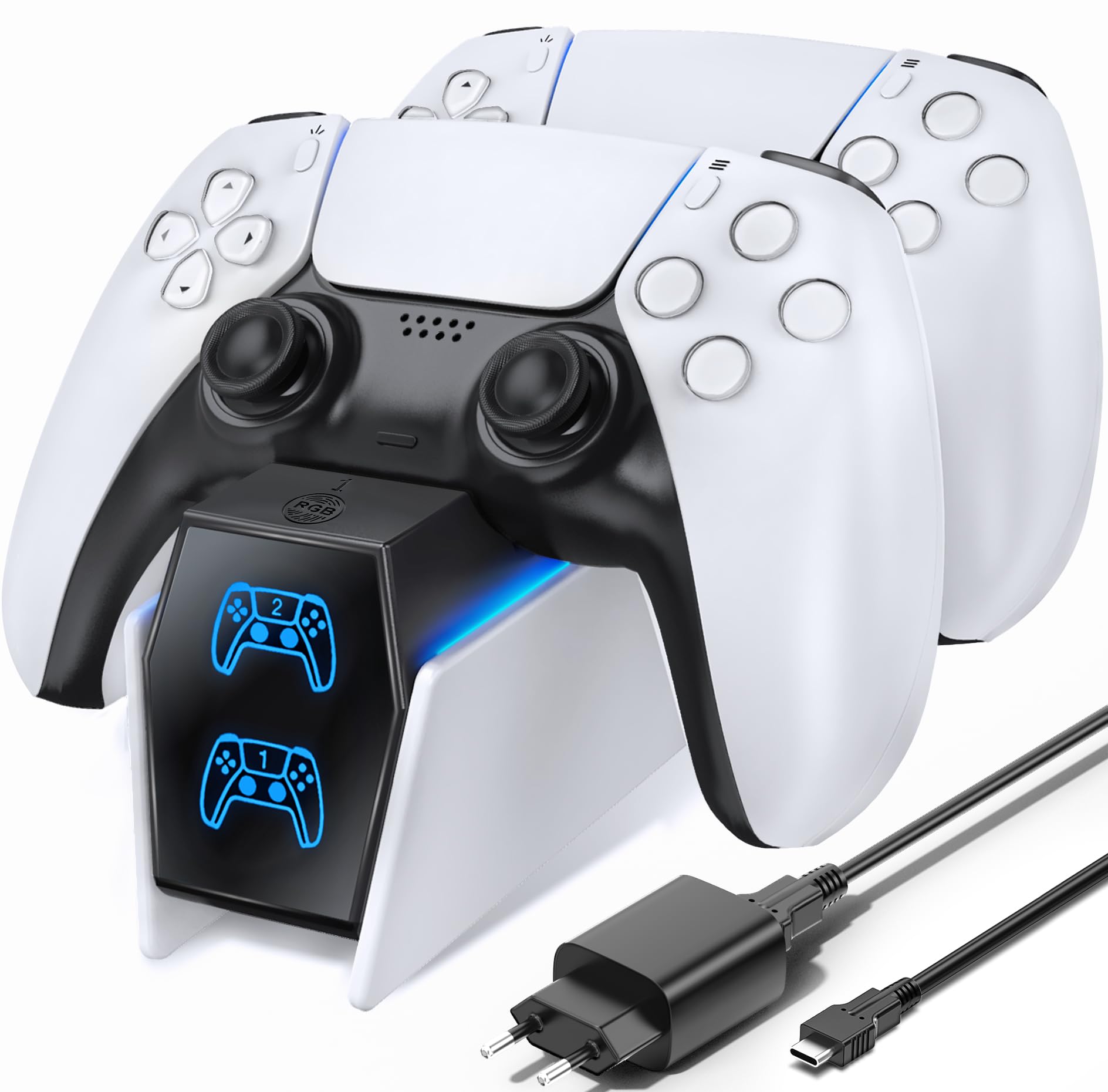 OIVO PS5 Controller Ladestation, PS5 Ladestation 2 Std Schnelllade mit EU-Netzteil für Playstation 5 Ladestation, PS5 Ladestation Controller Zubehörsets für Playstation 5 Wireless Controller, Weiß Angebot bei HelloDeals