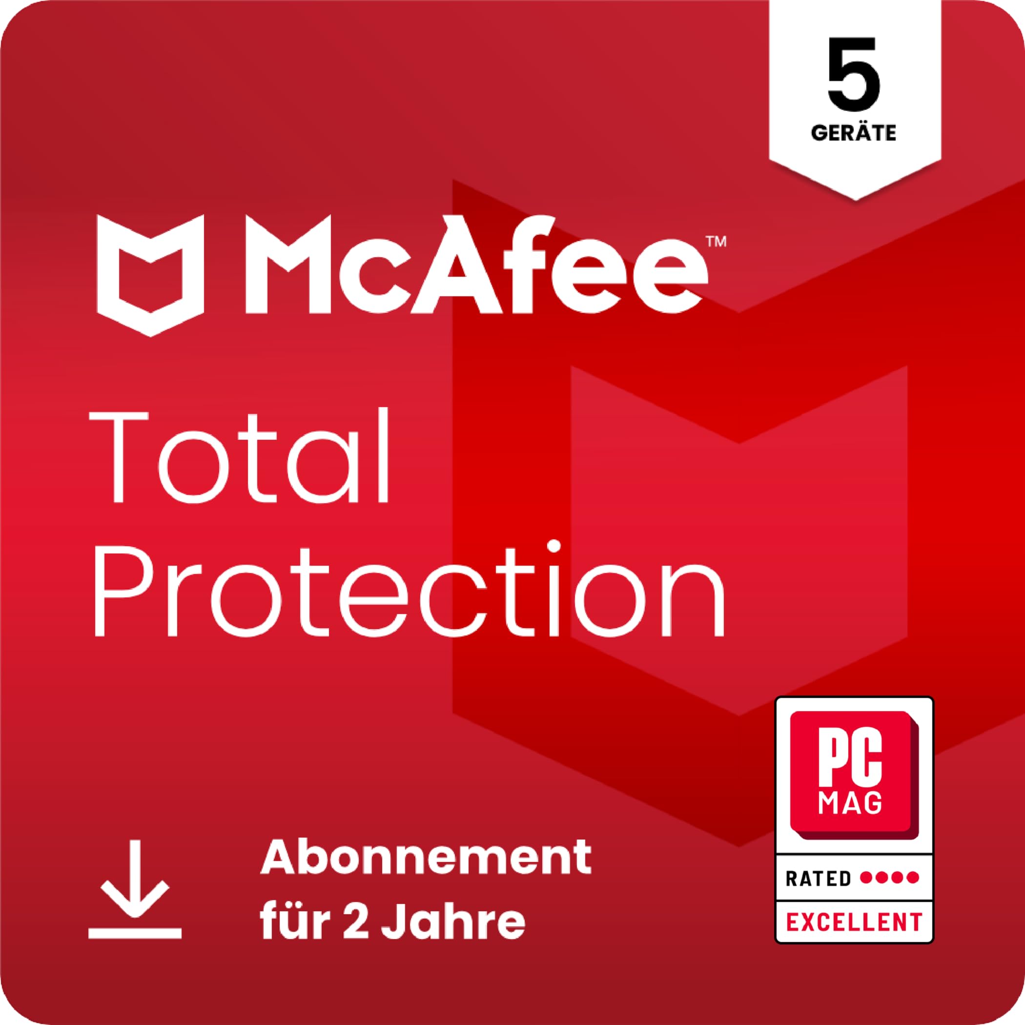 McAfee Total Protection (5 Geräte) 2025 | 2 Jahre | Secure VPN, Sicherheitssoftware mit Virenschutz,Kennwort-Manager, Identitätsüberwachung | Digitaler download Activation code via email 24 Monate 5 Geräte Angebot bei HelloDeals