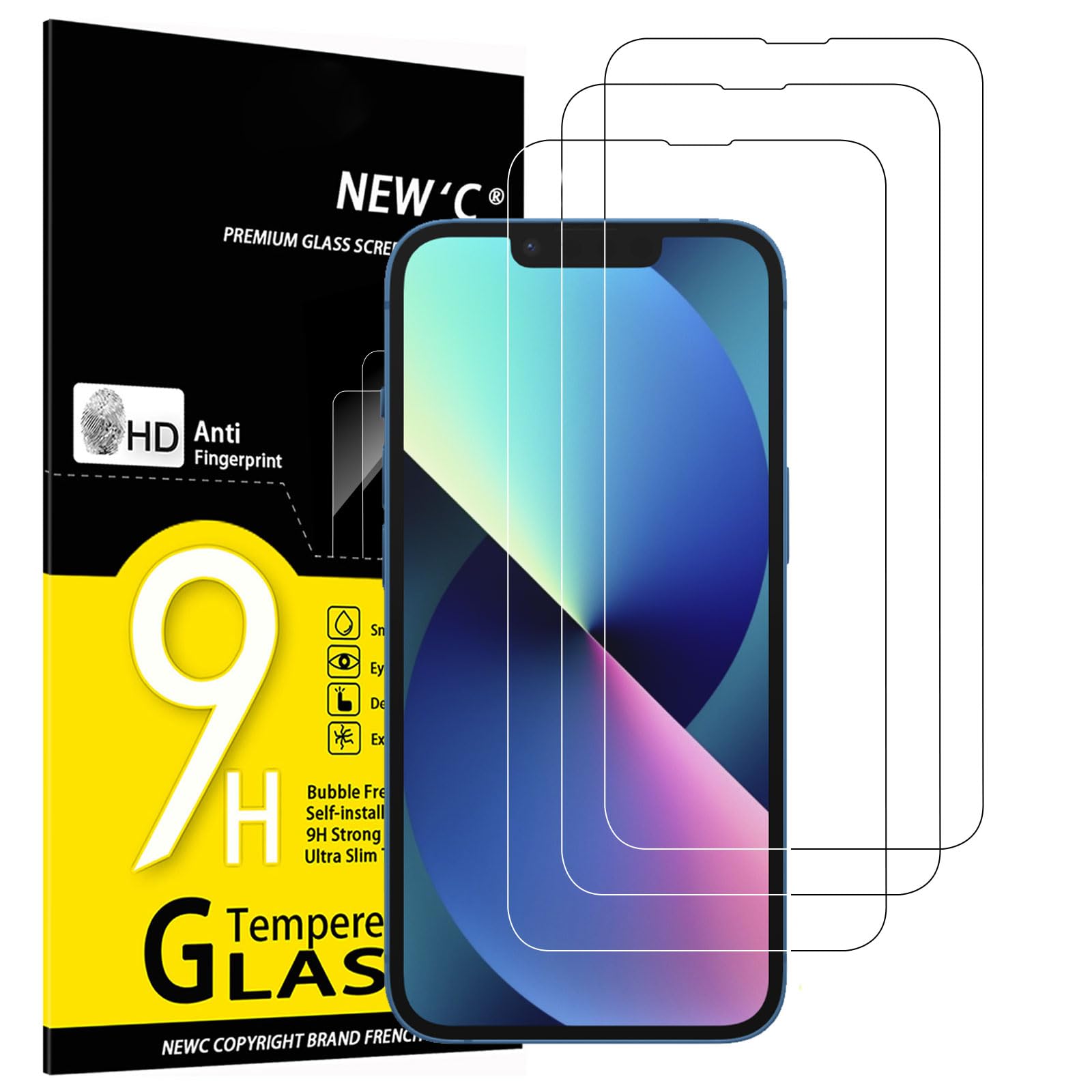 NEW'C 3 Stück für iPhone 14,iPhone 13,iPhone 13 Pro für Panzerglas (6,1 Zoll), Frei von Kratzern, 9H Härte, HD Displayschutzfolie, 0.33mm Ultra-klar, Ultrabeständig 14/13/13 Pro 6,1 Zoll Transparente Angebot bei HelloDeals