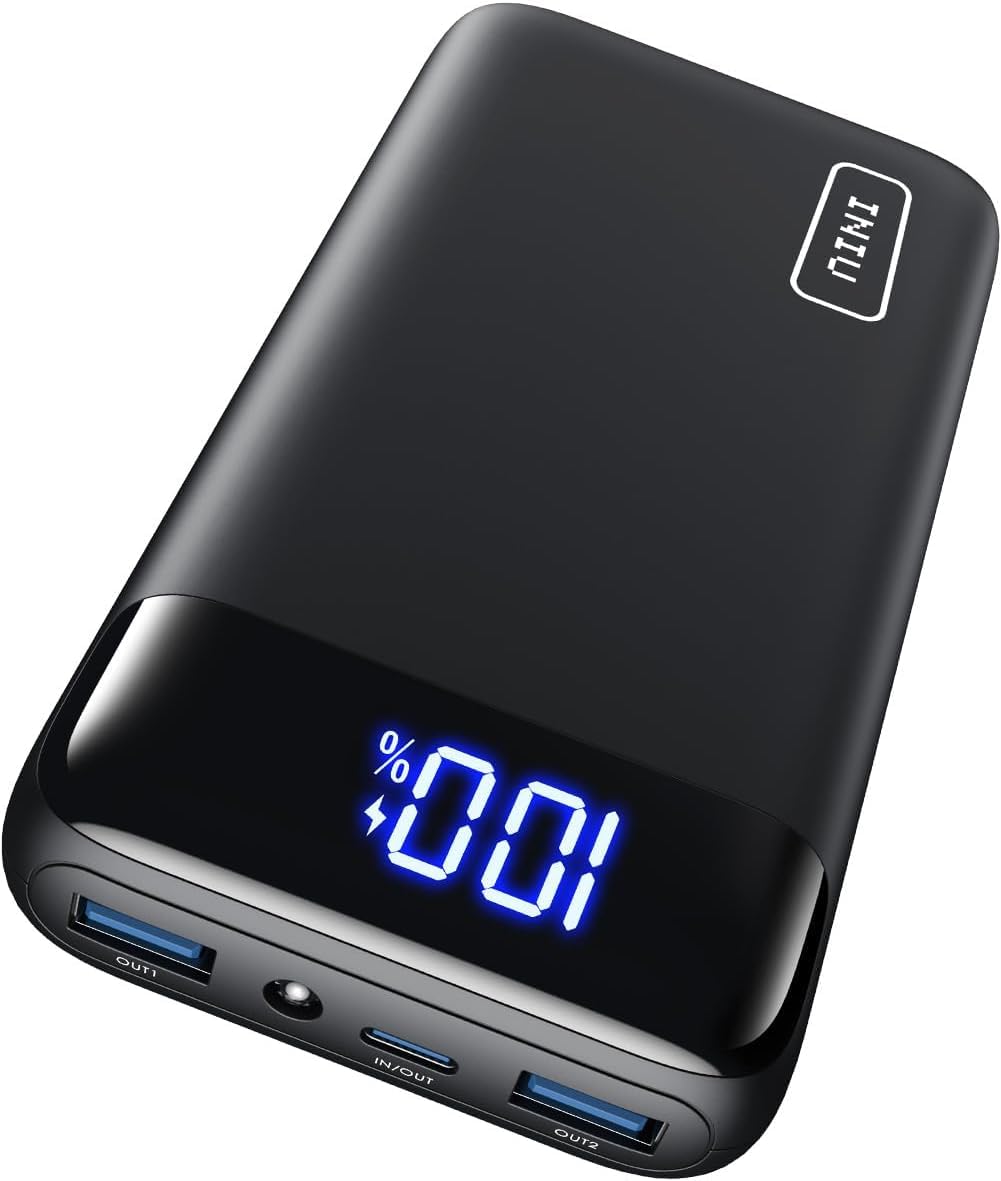 INIU Power Bank, 20000mAh 22.5W Klein Schnellladefunktion Powerbank 1 USB-C, 2 USB-A Mini Externe Handyakkus LED Display, Akkupack für iPhone 16 15 14 13 Xiaomi Samsung iPad Travel Camping Outdoor Klassische Größe Schwarz Angebot bei HelloDeals
