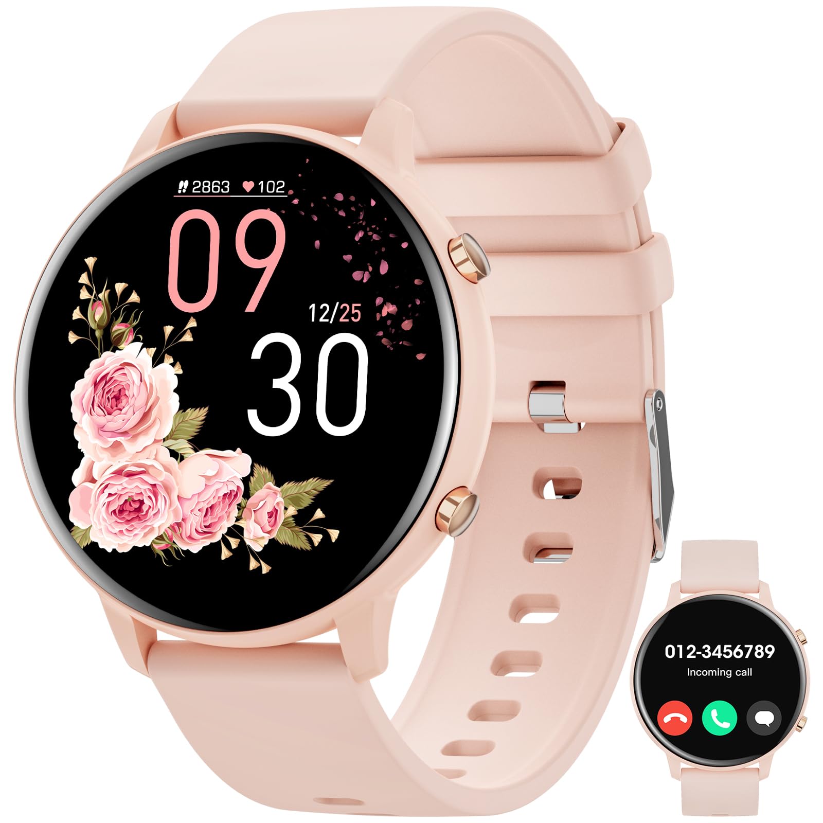 Hwagol Smartwatch Damen Herren, 1.39" Zoll Touchscreen Smart Watch mit Bluetooth Anrufe, Uhr Damen Herren mit 140+ Sportmodi SpO2 Pulsuhr Schlafmonitor Schrittzähler, Armbanduhr für iOS Android Rosa Angebot bei HelloDeals