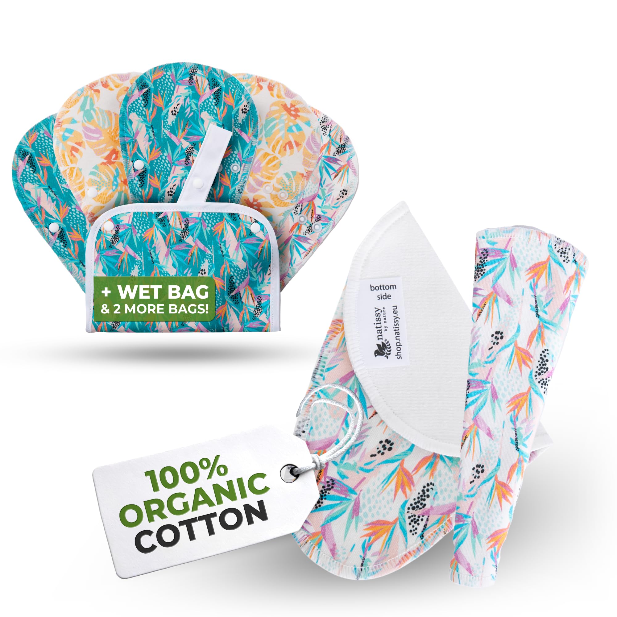 ÖkoKomfort STRING Slipeinlagen waschbar aus Bio Baumwolle (TANGA, 7er-Pack); dünne hochtemperatur-waschbare Slipeinlagen für Damen & Mädchen; 100% Atmungsaktiv (kein PUL/TPU) für täglichen Ausfluss Monstera Tanga Angebot bei HelloDeals