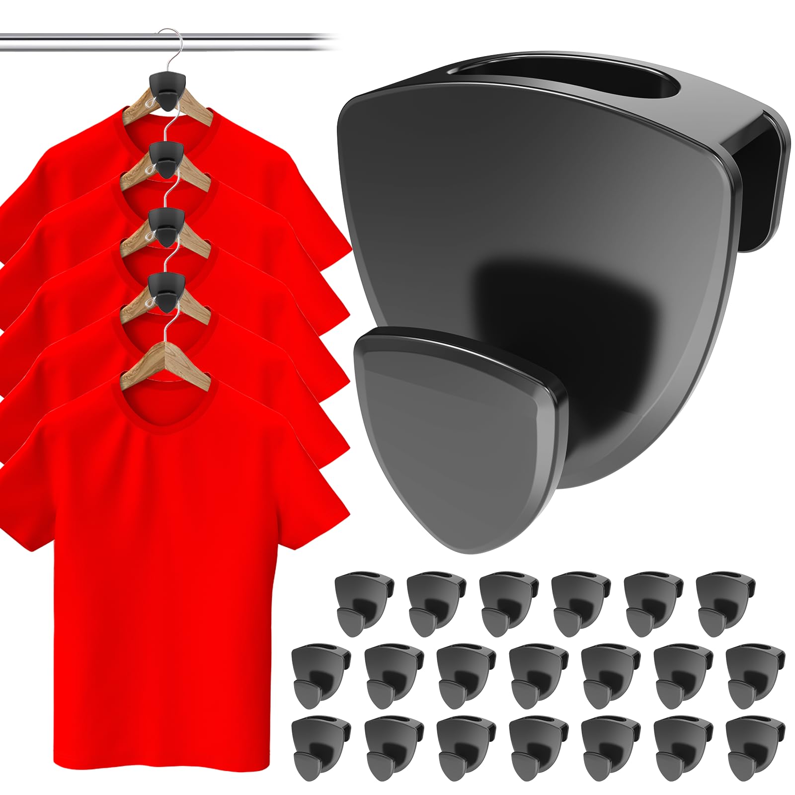 Kleiderbügel Platzsparend 20 Stück - Schwerlast Organizer bis 20KG | Stabile platzsparende Kleiderbügel zur Kleider-Aufbewahrung | Schwarz Angebot bei HelloDeals