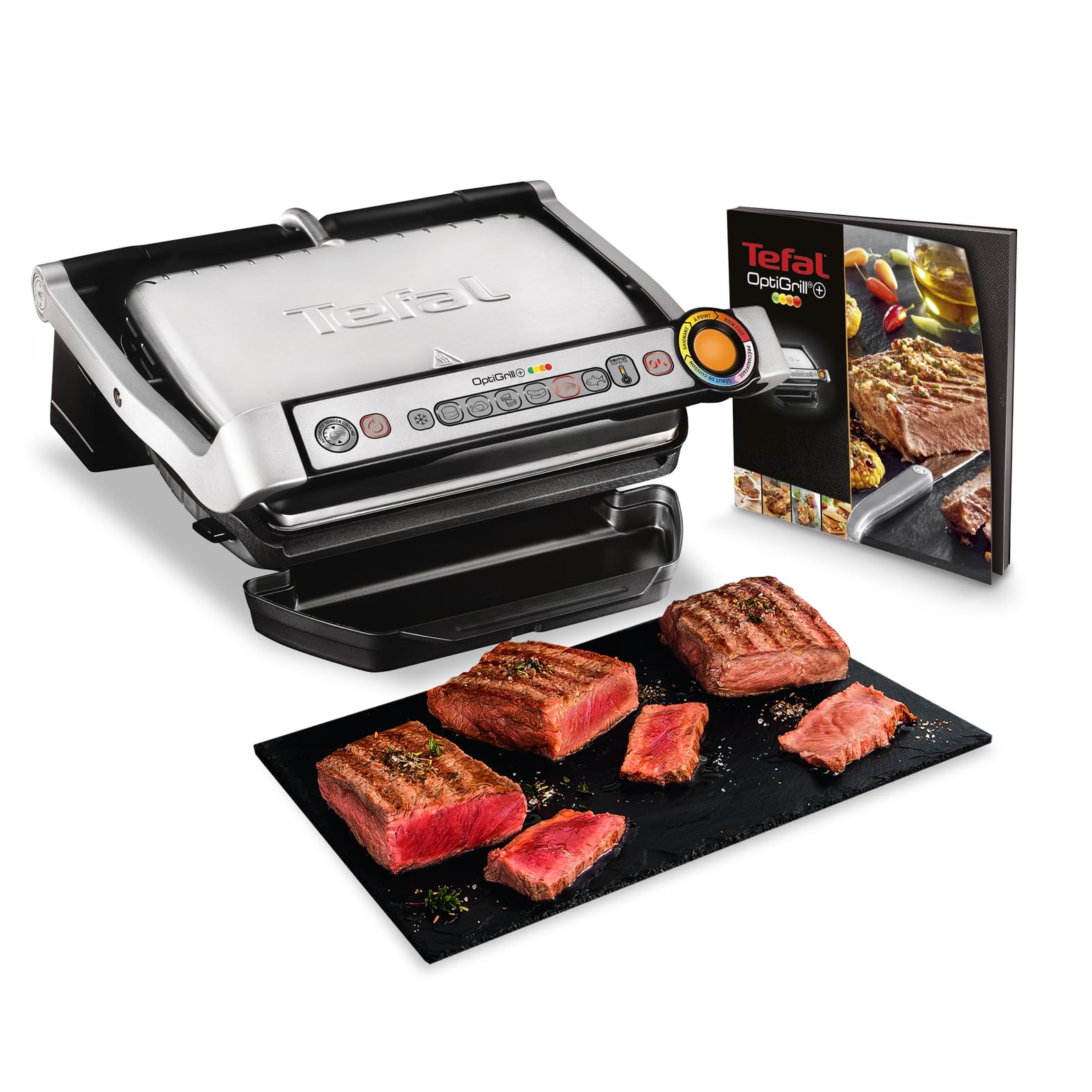 Tefal OptiGrill+ Kontaktgrill, 6 Programme, Garstufenanzeige, abnehmbare Platten, manueller Modus, perfekte Grillergebnisse dank Messung der Dicke, Elektrogrill, Edelstahl, GC712D12 Angebot bei HelloDeals