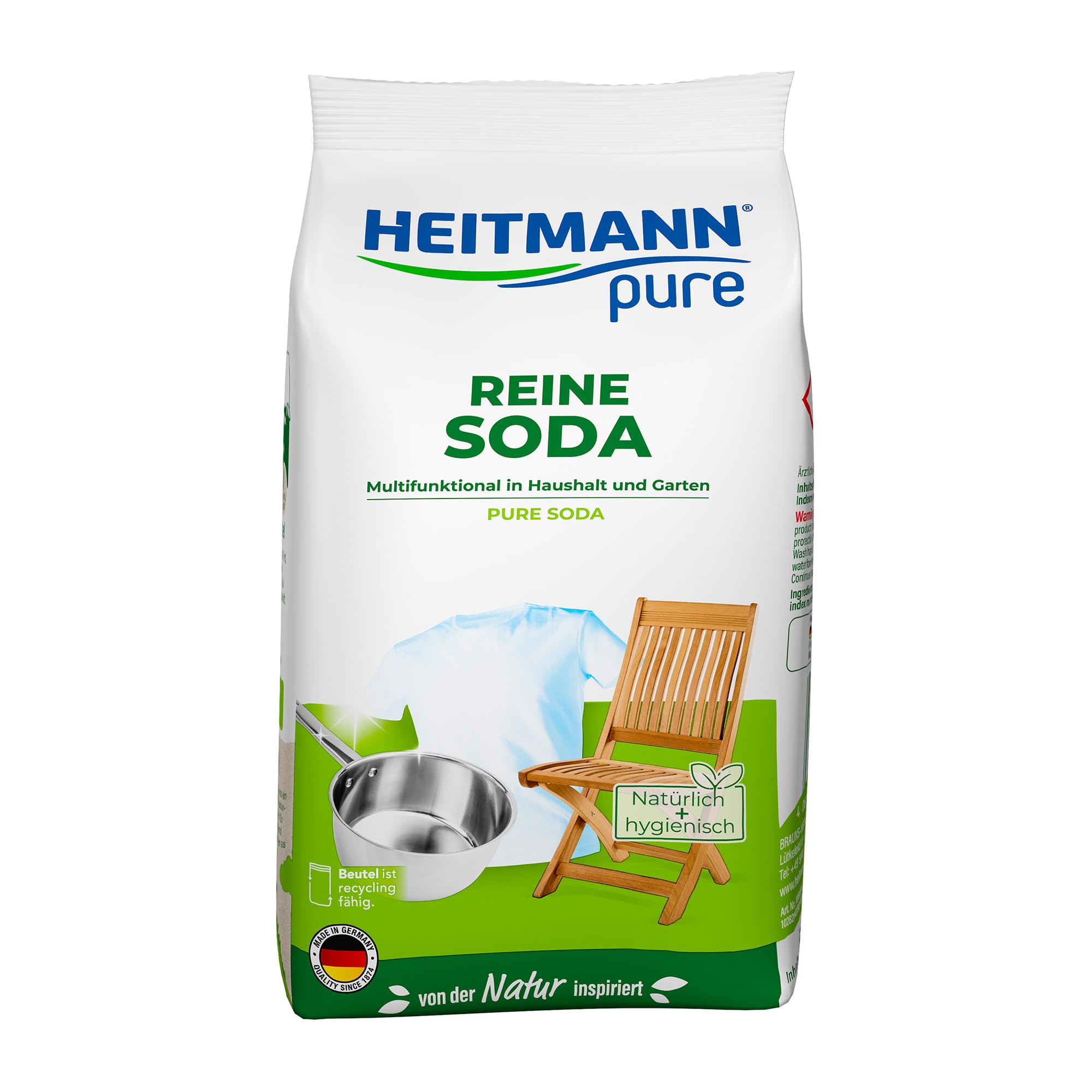 HEITMANN pure Reine Soda | Natürliches Reinigungspulver für Haushalt, Wäsche & Garten | Vielseitiges Hausmittel gegen Fett, Schmutz, Flecken & Gerüche | 500 g 500 g (1er Pack) Angebot bei HelloDeals