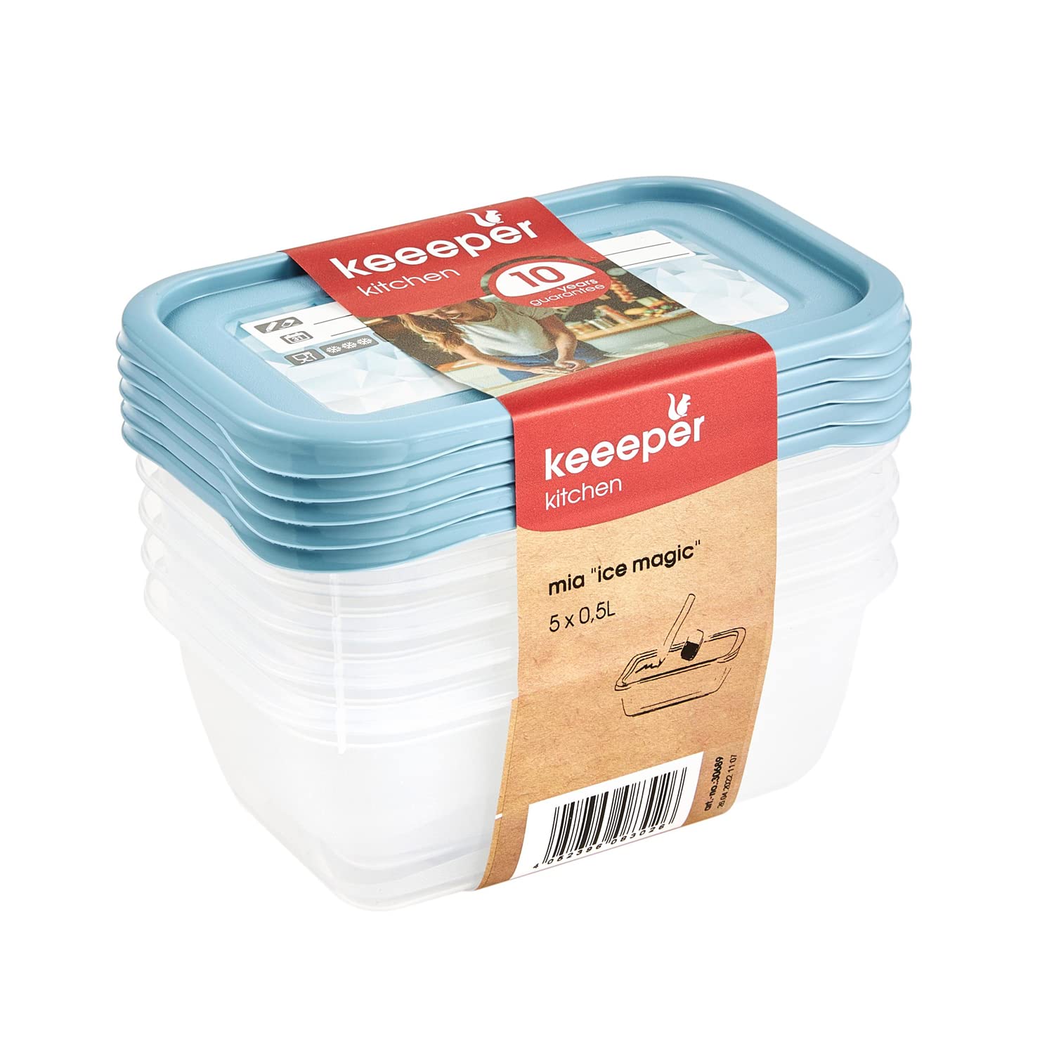 keeeper Tiefkühldosenset 5-teilig, Wiederbeschreibbarer Deckel, 5 x 500 ml, 15,5 x 10,5 x 6 cm, Mia Magic Ice, Nordic Blue Nordic Blue 5 x 500 ml Single Angebot bei HelloDeals