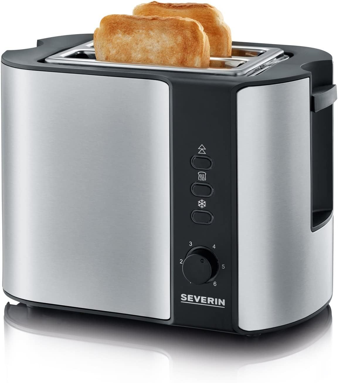 SEVERIN Automatik-Toaster, mit Brötchenaufsatz, hochwertiger Edelstahl Toaster zum Toasten, Auftauen und Erwärmen, 800 W, Edelstahl-gebürstet/schwarz, AT 2589 Toaster Single Angebot bei HelloDeals