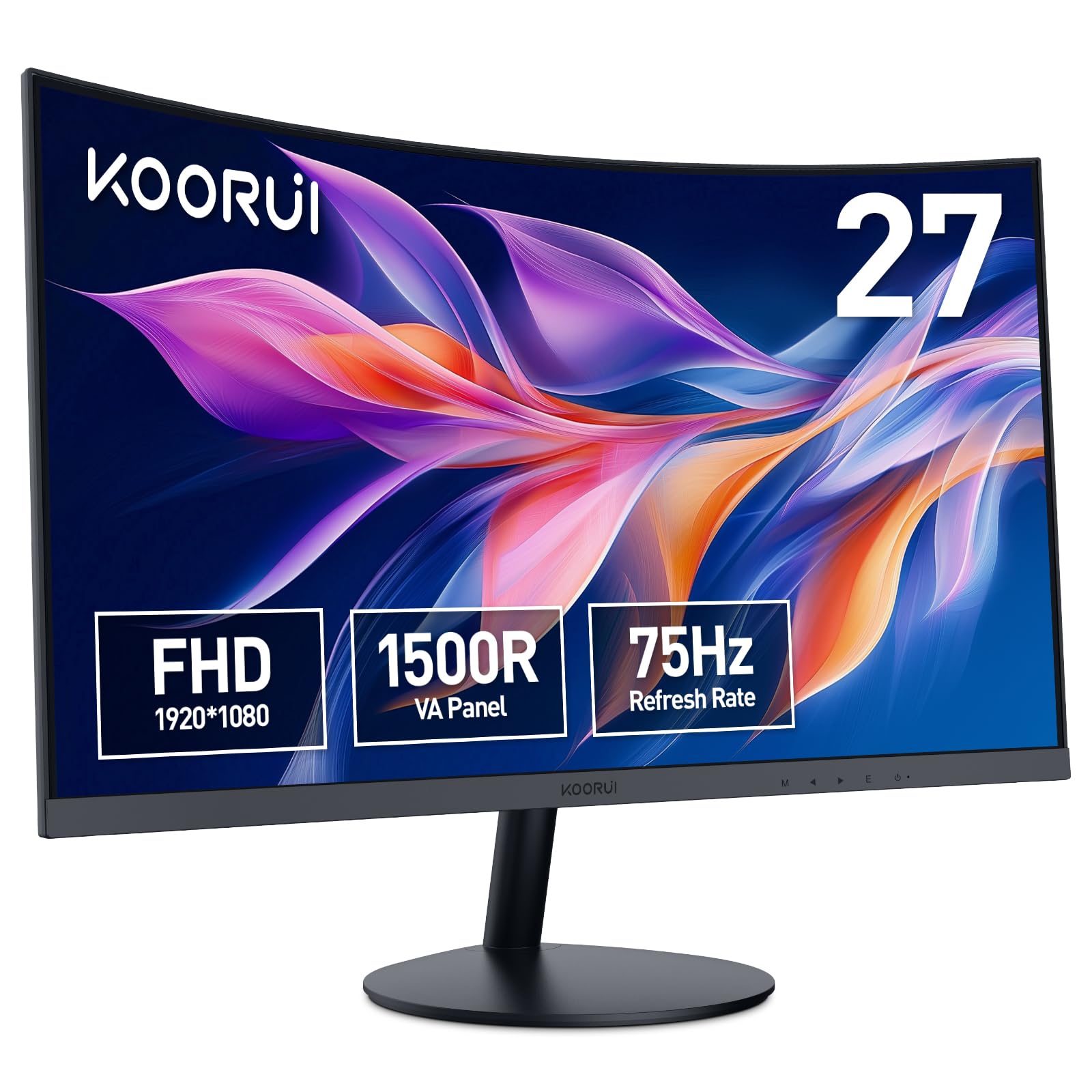 KOORUI Curved Monitor - 27 Zoll FHD Curved Computer Monitor, VA-Panel, 75Hz, Krümmung 1500R, Neigungsverstellung, Augenpflege, HDMI, VGA Gaming Monitor, Schwarz 27 Zoll VA/FHD/75Hz/Curved Angebot bei HelloDeals