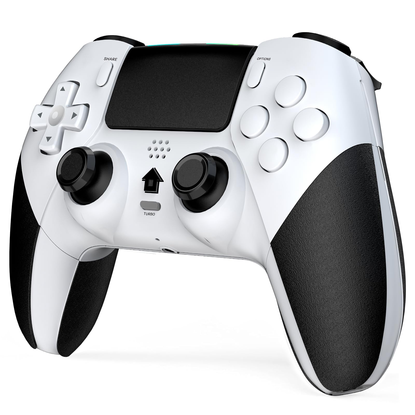 Shiptree Wireless Controller für PS-4, Game Controller Kompatibel mit PS-4/Slim/Pro mit 2 Programmierbaren Tasten, Gamepad mit Trubo/Dual Vibration/6-Achsen Gyro Sensor/Touchpanel/Audio Jack - Weiß Schwarz Angebot bei HelloDeals