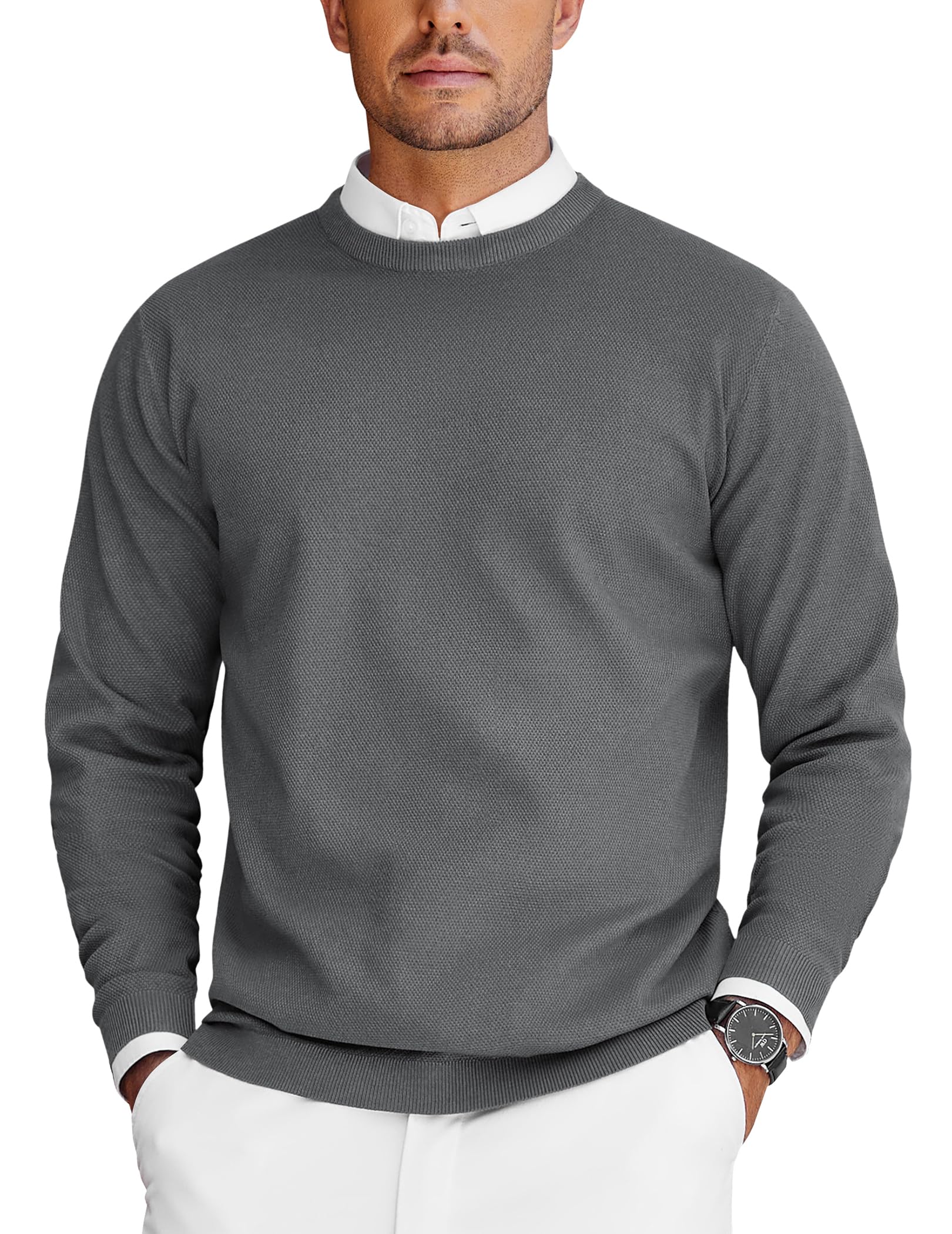 COOFANDY Herren Pullover Langarm Strickpullover mit Rundhals Feinstrick Pulli Business Pullover Casual Sweater Angebot bei HelloDeals