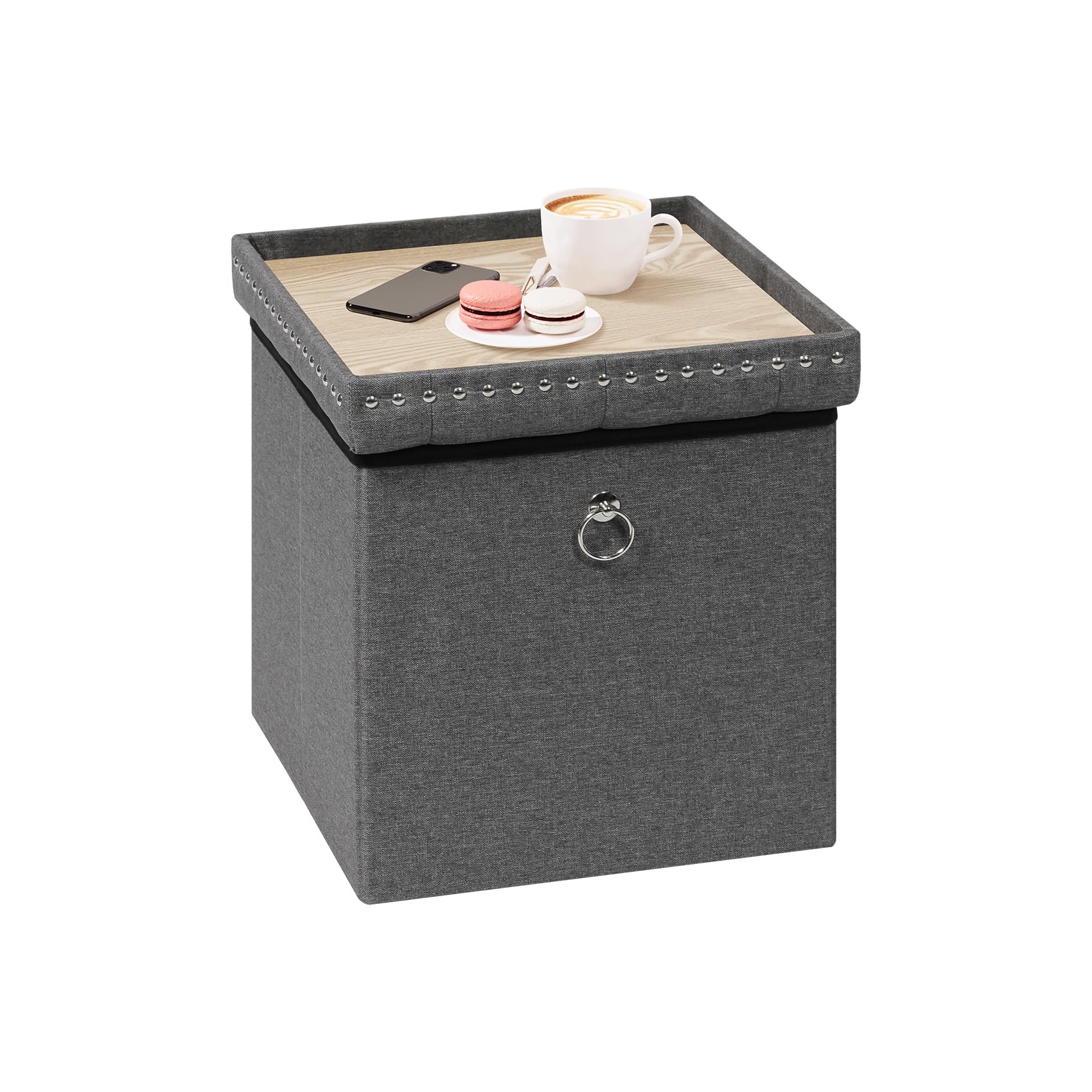 Bonlife Sitzhocker mit Stauraum，klappbare Sitztruhe, Aufbewahrungsbox, Fußbank, Quadratisch, für Flur, Wohnzimmer und Schlafzimmer, Grau, 40x40x40cm Quadratisch Grau Angebot bei HelloDeals