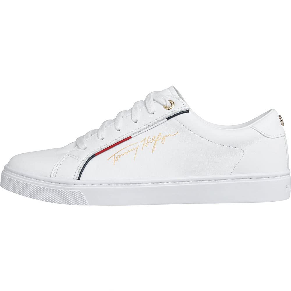 Tommy Hilfiger Damen Cupsole Sneaker Tommy Signature Schuhe 39 EU Weiß Angebot bei HelloDeals