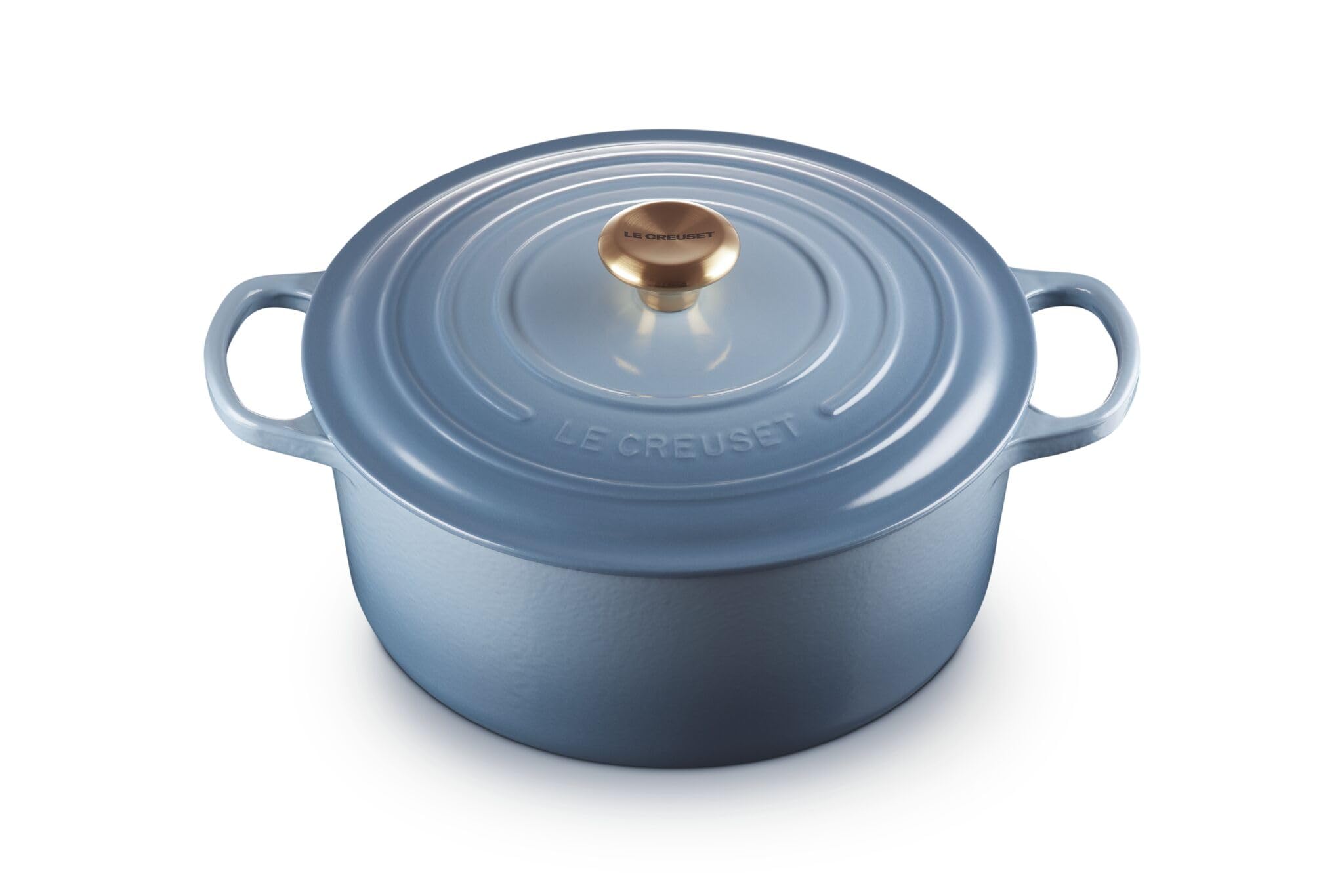 Le Creuset Signature Gusseisen-Bräter mit Deckel, Ø 28 cm, Rund, Für alle Herdarten und Induktion geeignet, Volumen: 6,7 l, 6,125 kg, Chambray, 21177284344441 30 cm Kirschrot Angebot bei HelloDeals