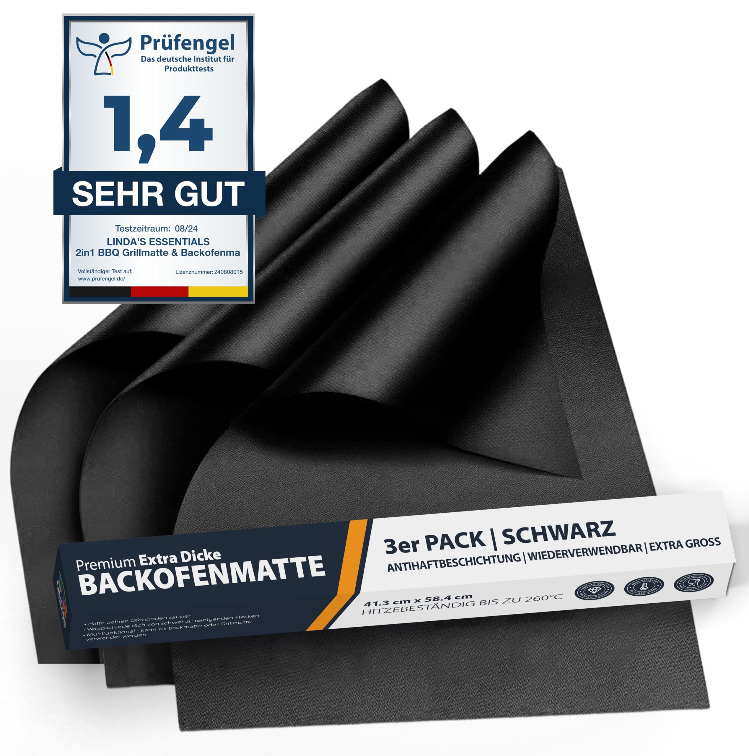 Linda's Essentials Dauerbackfolie für Backofen und Grill, Backpapier wiederverwendbar geeignet für Elektro- und Gasbackofen, antihaftbeschichtet, für den Backofenboden, BPA- und PFOA-frei (3er Pack) Black 3 Pack Angebot bei HelloDeals