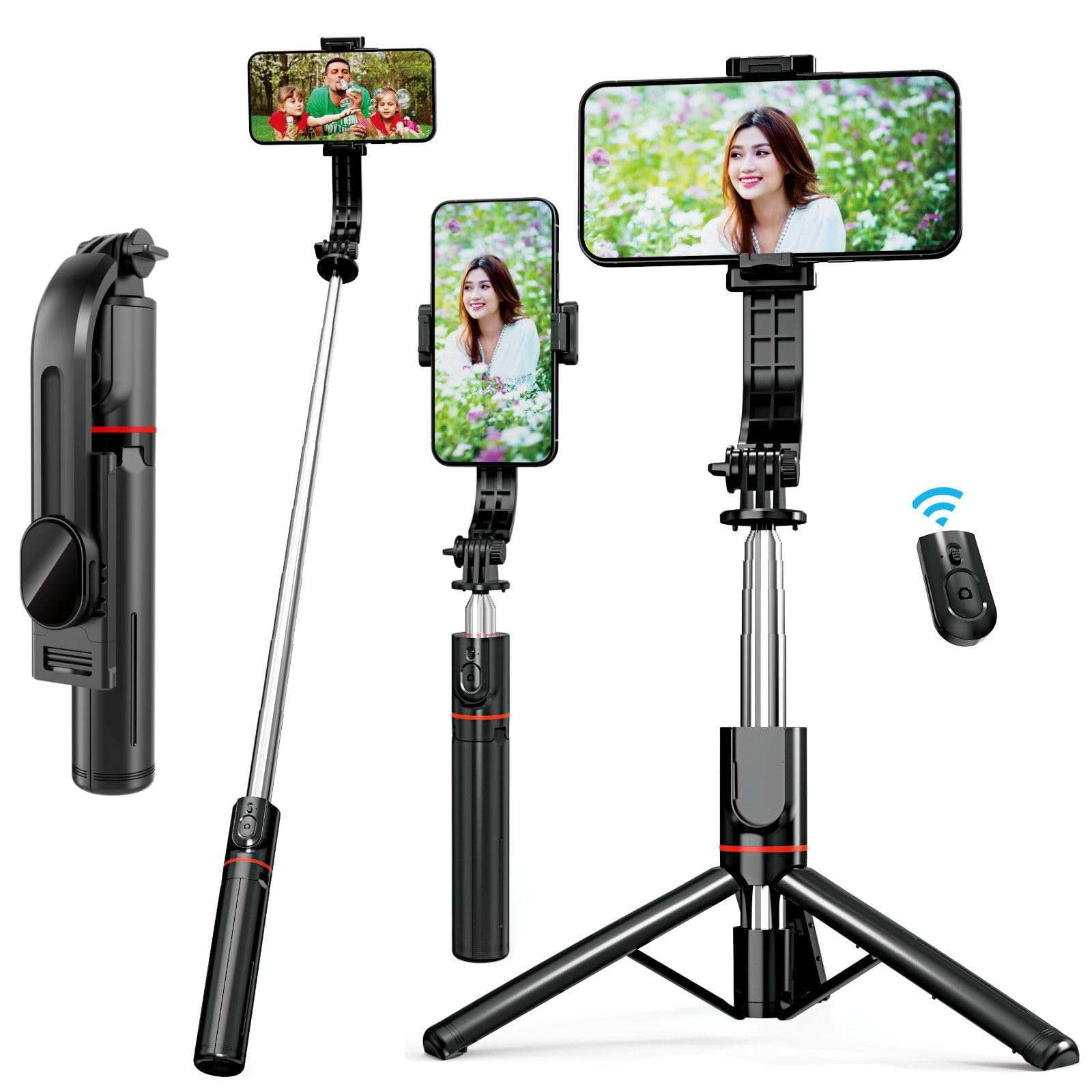 EASERIA Selfie Stick Kompatibel mit iPhone Samsung, Handy Stativ für Live-Streamer, Smartphone Selfiestick & Tripod mit Abnehmbarer Handyhalterung und Fernbedienung, Koppelbar mit Handy Bluetooth Angebot bei HelloDeals