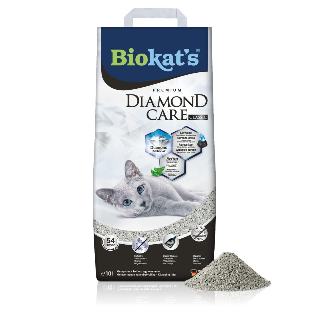 Biokat's Diamond Care Classic Katzenstreu ohne Duft - Feine Klumpstreu aus Bentonit mit Aktivkohle und Aloe Vera - 1 Sack (1 x 10 L) Classic ohne Duft 1 Stück (1er Pack) Angebot bei HelloDeals