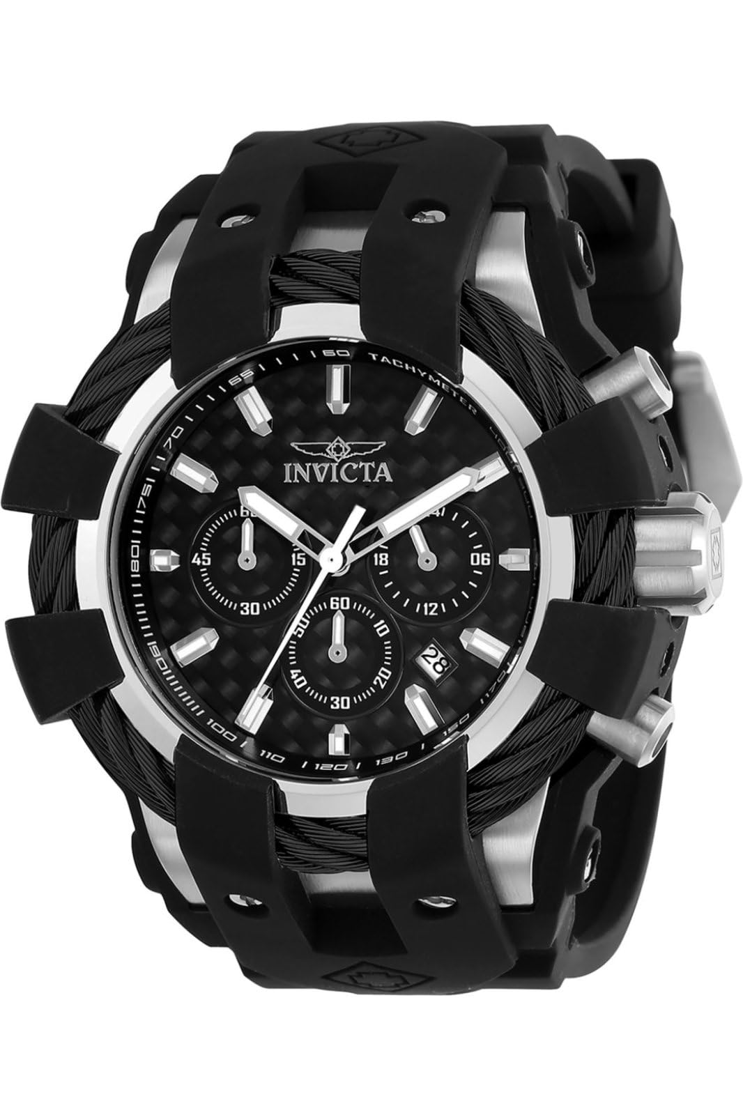 Invicta Bolt Edelstahl Herren Quarzuhrwerk - 48mm Schwarz / Silber Angebot bei HelloDeals