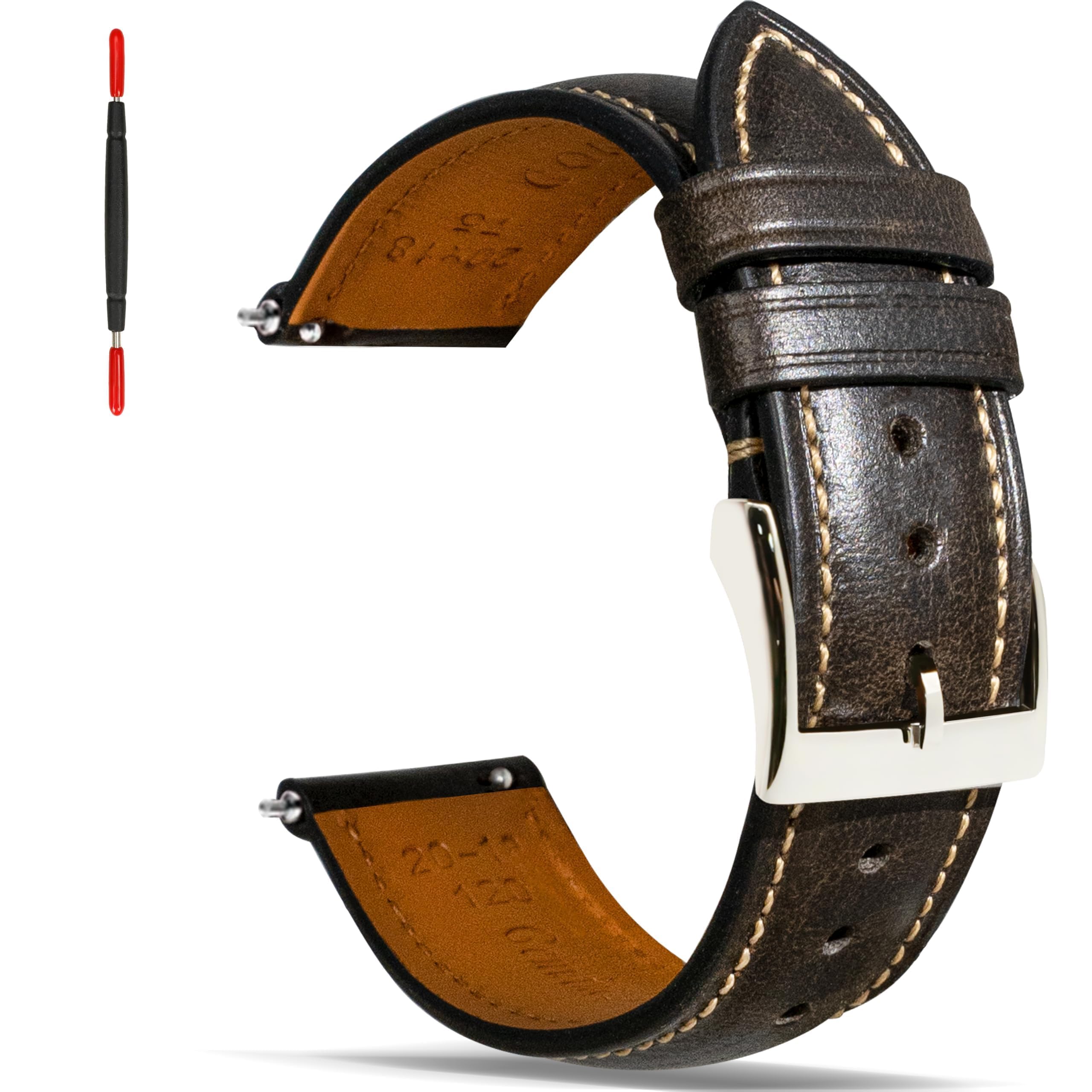 Gomvadr Quick Release Lederarmband, Vintage Öl gegerbt Pull-up Lederband Ersatz Uhrenarmbänder Männer Frauen 16mm 18mm 19mm 20mm 21mm 22mm 24mm Angebot bei HelloDeals