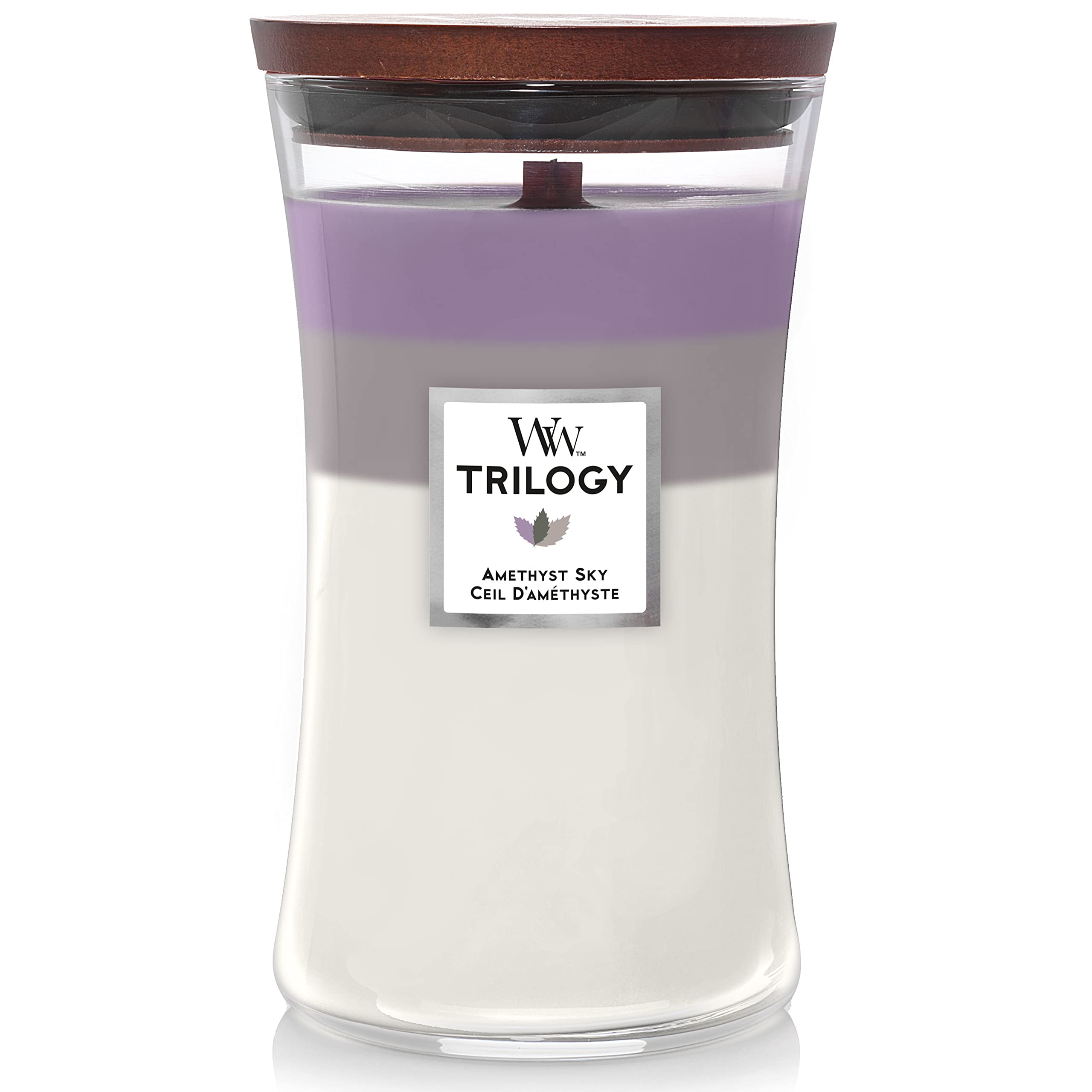 WoodWick, große Trilogy- Duftkerze in Sanduhrglas mit knisterndem Docht | Amethyst Sky | Brenndauer bis zu 130 Stunden Angebot bei HelloDeals