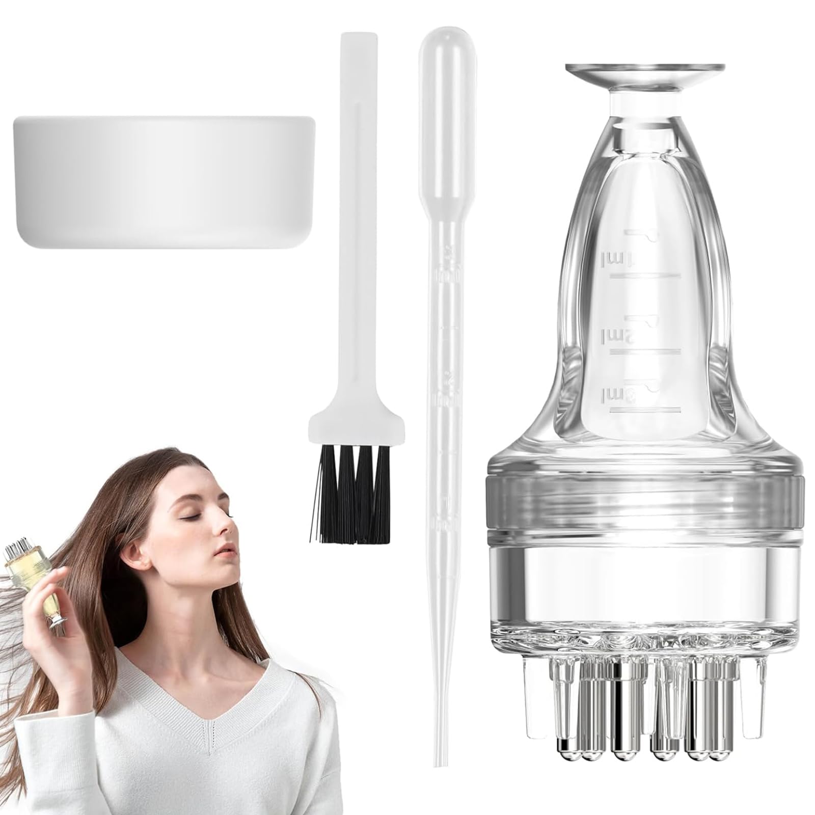 Kopfhaut Applikator,Haaröl Applikator Kopfmassagegerät Kopfmassage Bürste mit Abgestufter Skala Scalp Massager Set Haarmassagebürsten für Haarbehandlung Medizin Ätherisches Öl Serum Angebot bei HelloDeals