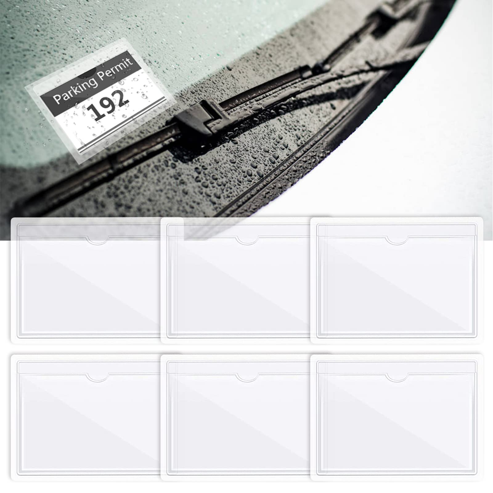 Auto Parkschein Clip,Parkschein-Taschen,Glasmagnet Parkausweishalter Windschutzscheibe Parkausweis Halter Hülle -Parklizenz Selbsthaftend,Transparente Klebetasche für Auto Genehmigungen, 6 Stück Angebot bei HelloDeals