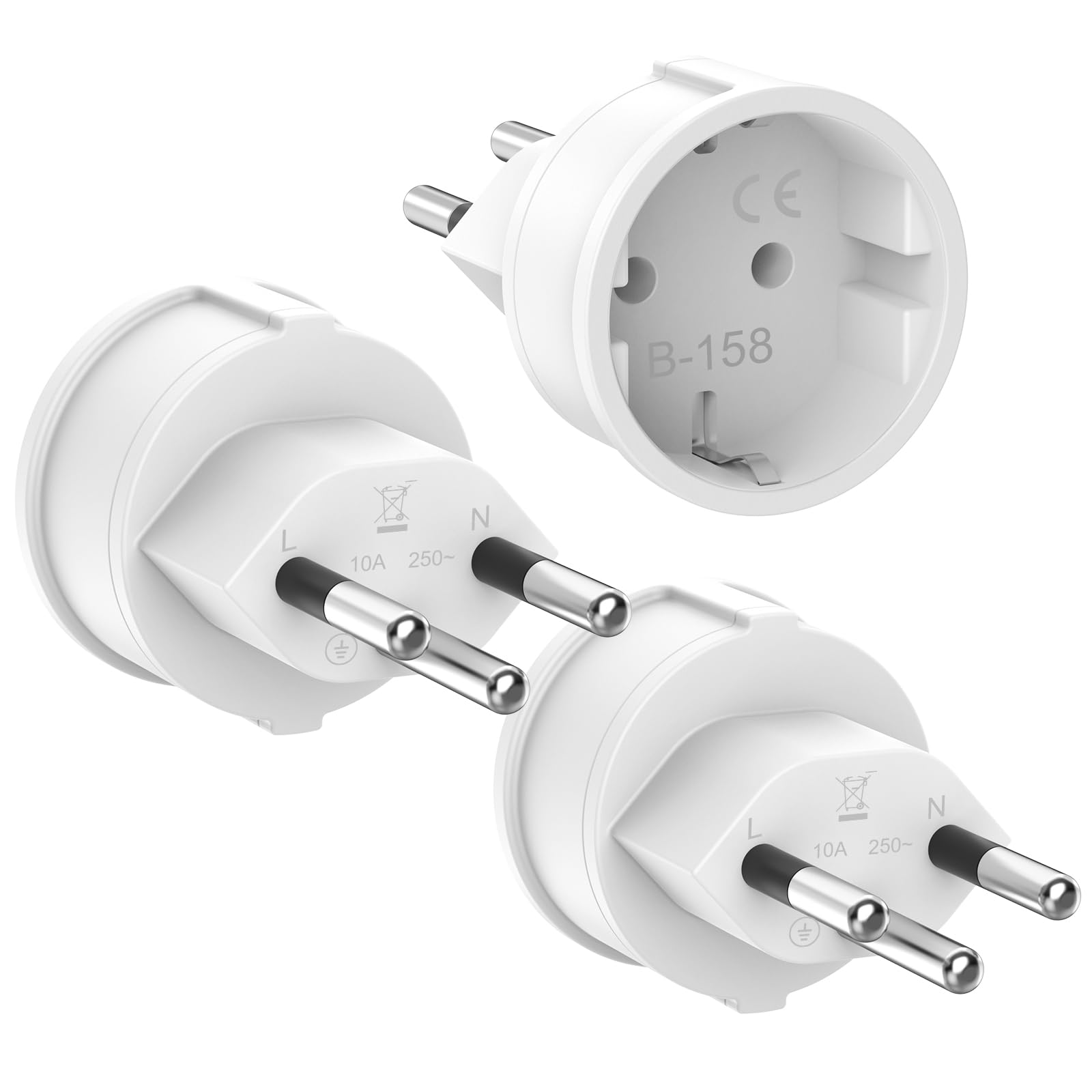Deutschland auf Schweiz 3 Stück Adapter Deutschland Schweiz, EU auf Schweizer Stecker, Schweiz Reiseadapter, Typ C/E/F Steckdose zu Typ J Stecker für Malediven, Ruanda, Liechtenstein Angebot bei HelloDeals