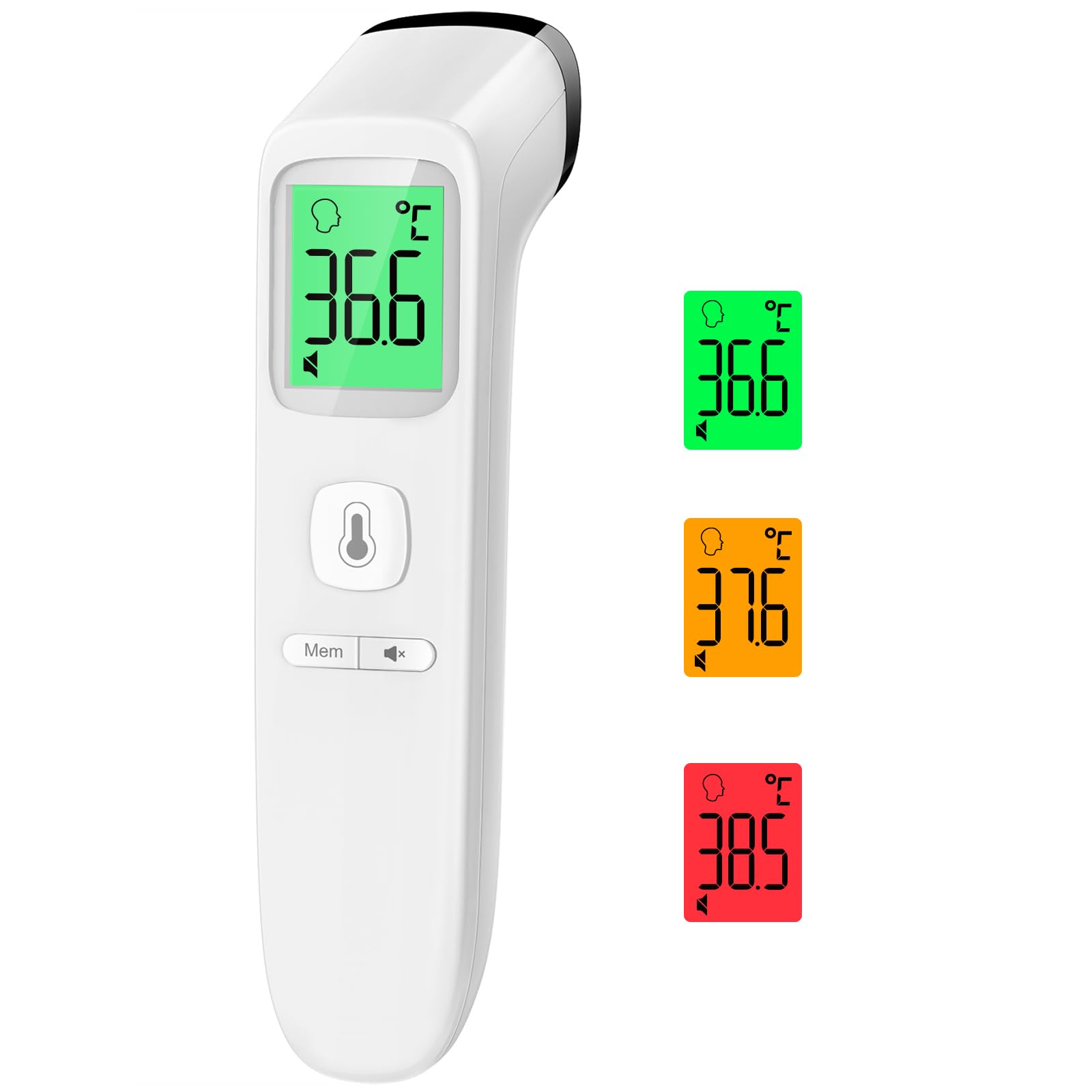 Viproud Fieberthermometer für Babys Kinder Erwachsene, Kontaktloses Stirnthermometer, Digitales Infrarot Thermometer mit sofortigen genauen Messwerten, Fieberalarm, LCD-Anzeige und 35 Speicherabruf Weiß Angebot bei HelloDeals