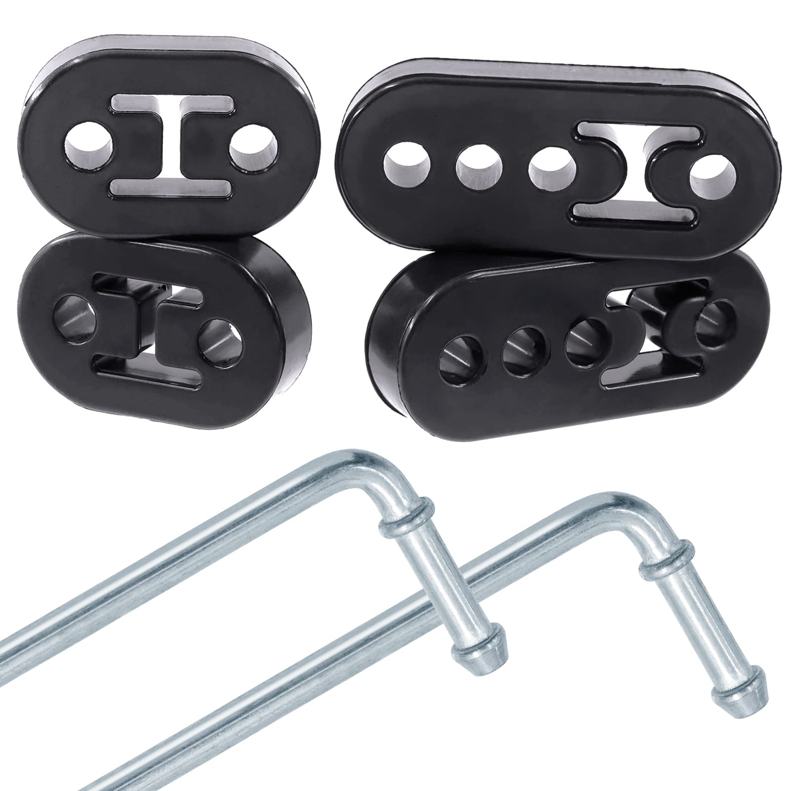 Wokape 6 Stück Auto Auspuff Gummi Aufhänger Isolator Halterung Buchse Halterung mit Edelstahl Universal Auspuff Aufhänger Stangen geschweißt auf 90° (2 Loch 4 Loch, Lochdurchmesser 1,2 cm) Angebot bei HelloDeals