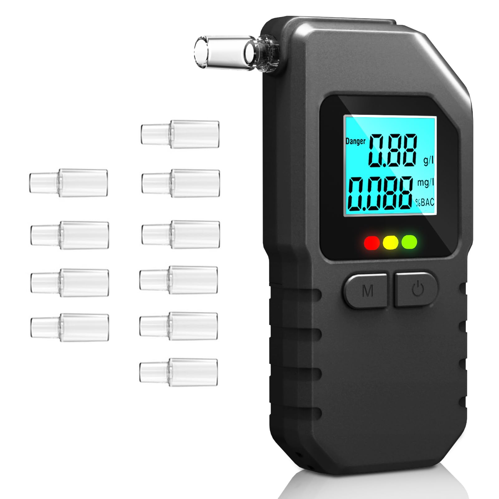 Alkoholtester mit Zwei Sensoren, Tragbarer Promillemessgerät mit Digitaler LCD-Anzeige, Professioneller Alkoholtester Polizeigenau für Den Persönlichen und Professionellen Gebrauc mit 10 Mundstücke One Size B Angebot bei HelloDeals