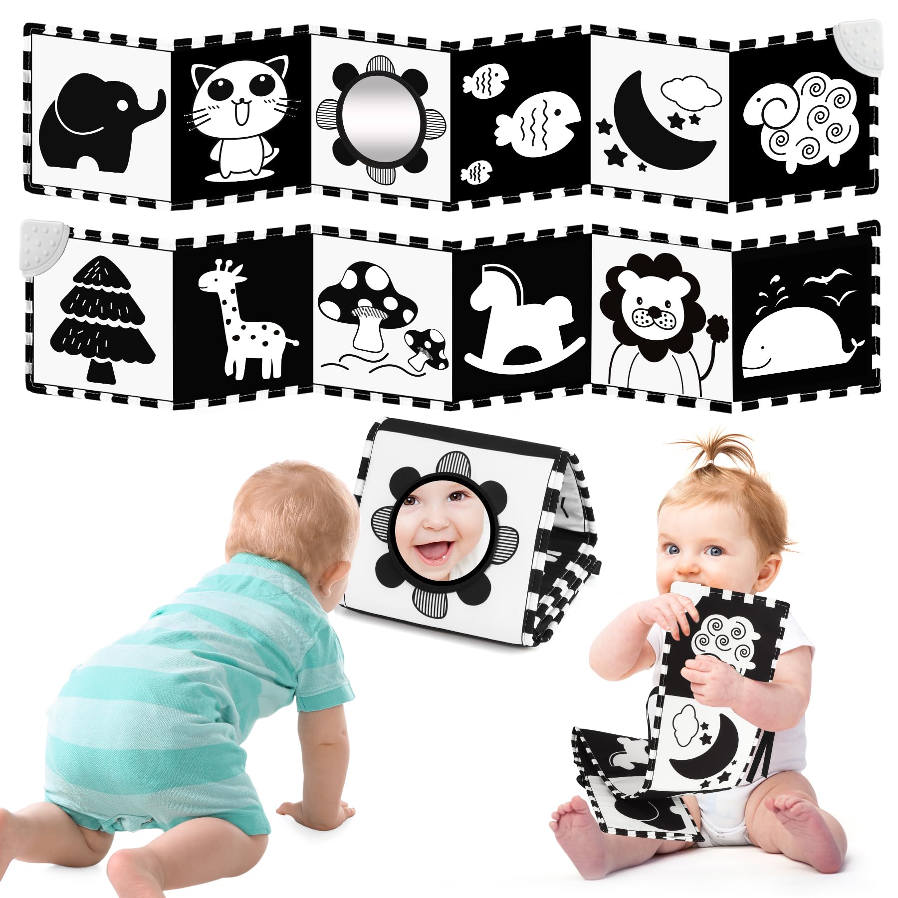 Black & White Babybuch Kontrastbuch Baby-Bilderbuch-Stoffbücher- Kontrast Baby Spielzeug 0 3 6 9 12 Monate,Neugeboren Babygeschenk Angebot bei HelloDeals