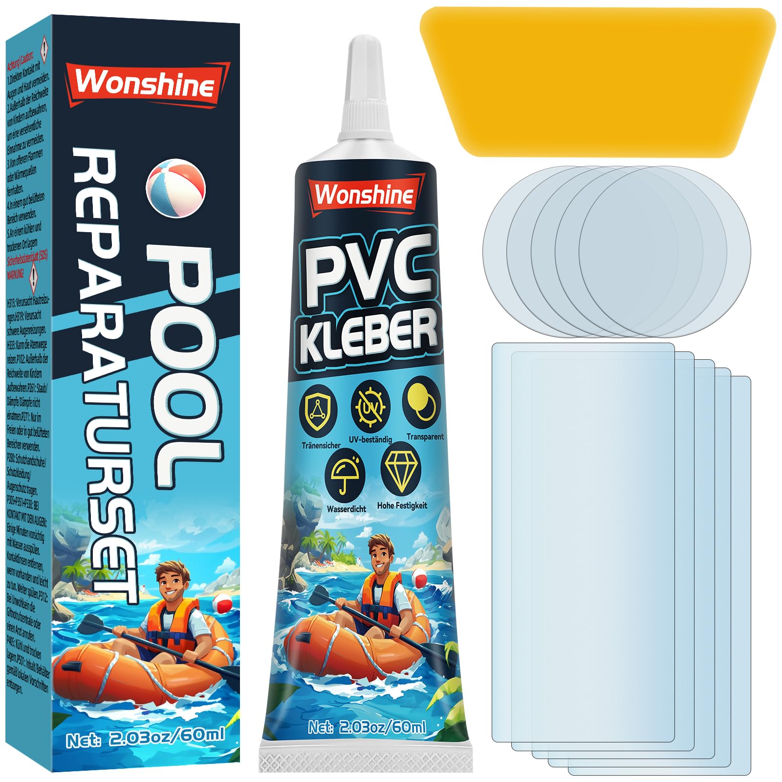 Pool Reparaturset, Pool Flicken Wasserdicht, Luftmatratze Reparaturset, Durchsichtige Repariert Eine Vielzahl Von Aufblasbaren Gegenständen, Poolfolie, Kajaks, Schlauchboot (60ml) 2025PVC60ML-W01 Angebot bei HelloDeals