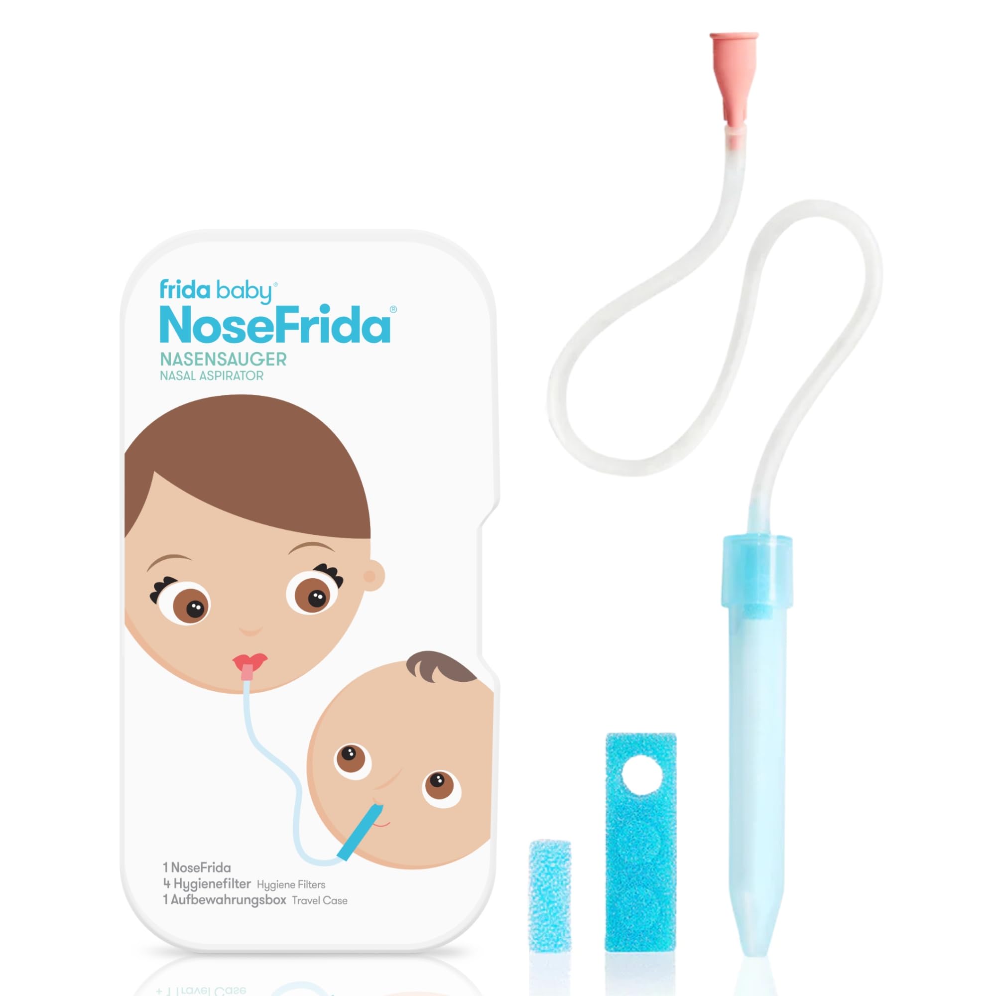Frida Baby NoseFrida Nasensauger für Babys | Sanftes Absaugen bei Schnupfen | Inkl. 4 Hygienefilter & Aufbewahrungsbox | Spülmaschinenfest, BPA-frei & von Kinderärzten empfohlen Angebot bei HelloDeals