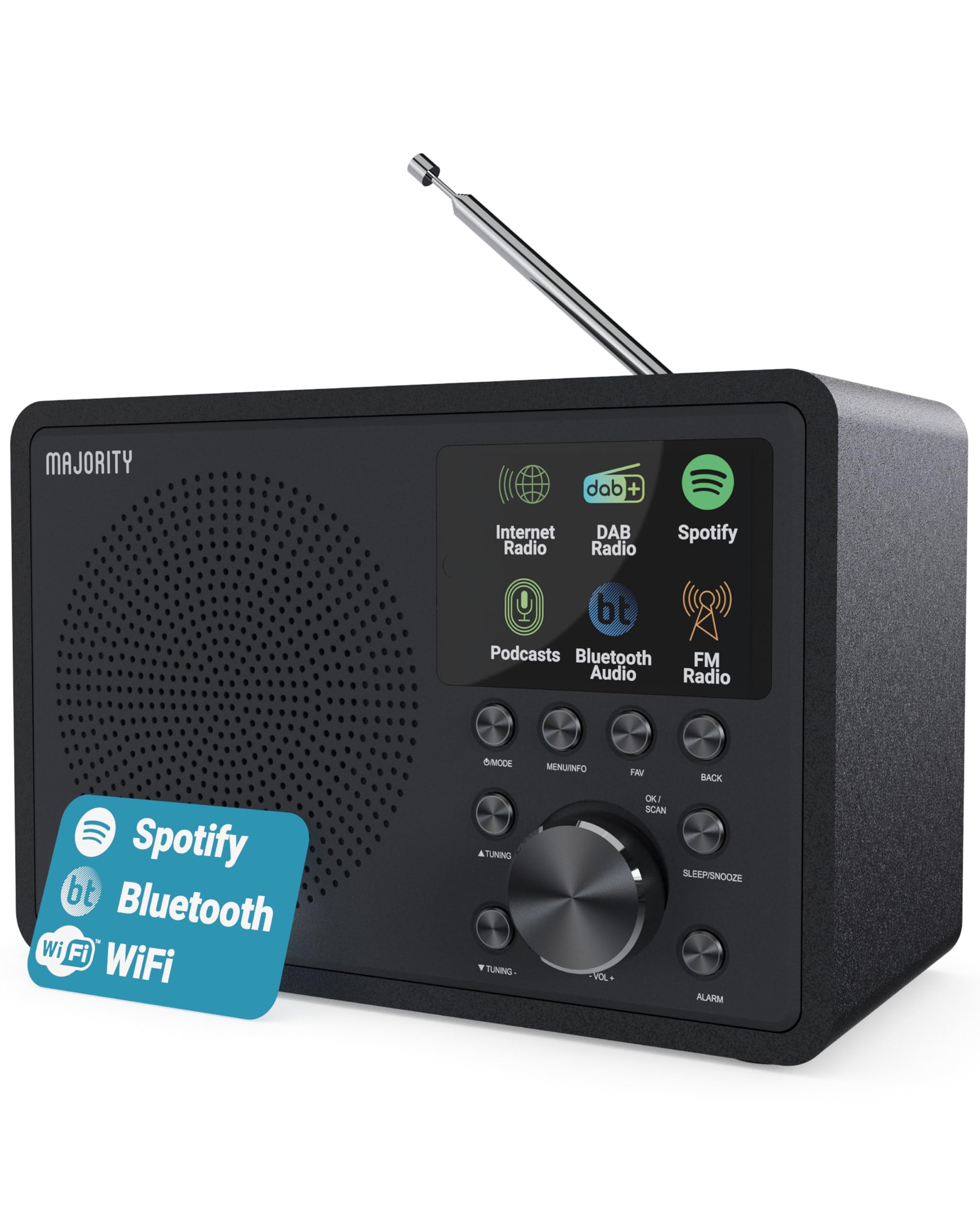 Internetradio WLAN | DAB+ Radio mit Bluetooth | DAB Plus Radio Küchenradio | Internet WLAN mit DSP Lautsprecher | Digitalradio | Frontier Oktiv App Fernsteuerung | MAJORITY Touro Angebot bei HelloDeals