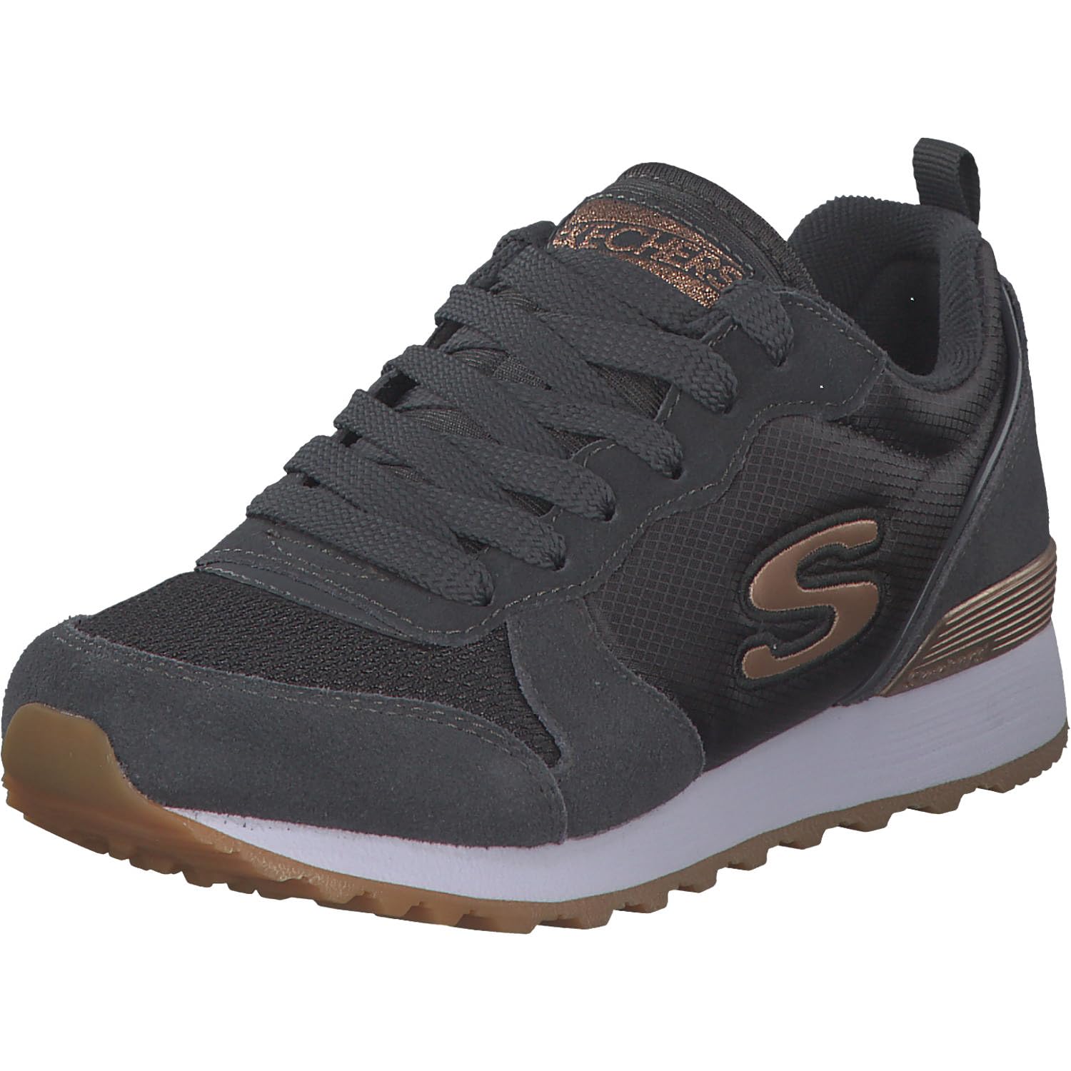 SKECHERS OG 85-Goldn Gurl 41 EU Charcoal Suede Nylon Mesh Rose Gold Trim Angebot bei HelloDeals