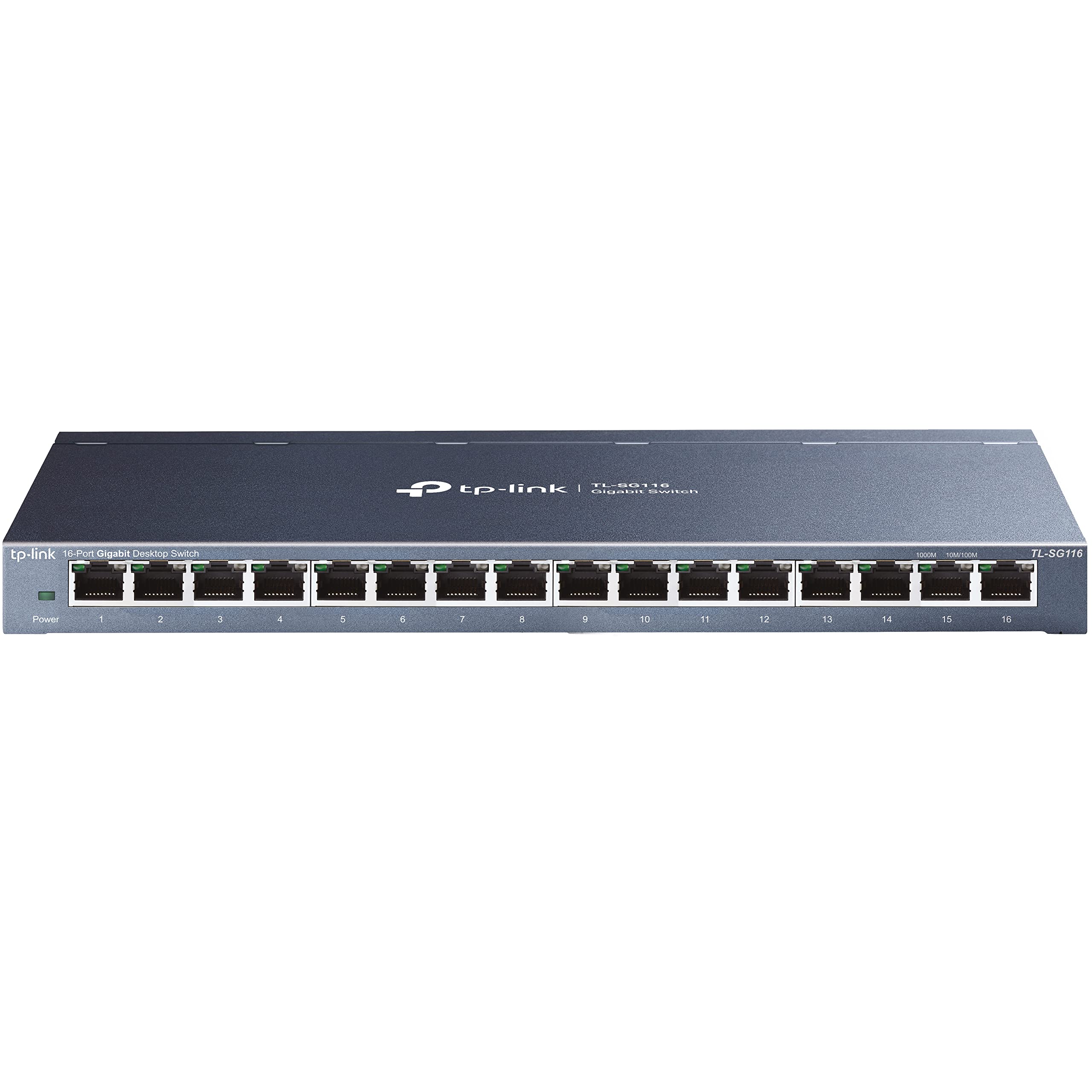 TP-Link TL-SG116 16-Port Gigabit-/Netzwerk Switch (32Gbit/S Switching-Kapazität, geschirmte RJ-45 Ports, Metallgehäuse, IGMP-snooping, Unmanaged, Plug-und-Play, lüfterlos) blau Metallic 16 ports Angebot bei HelloDeals