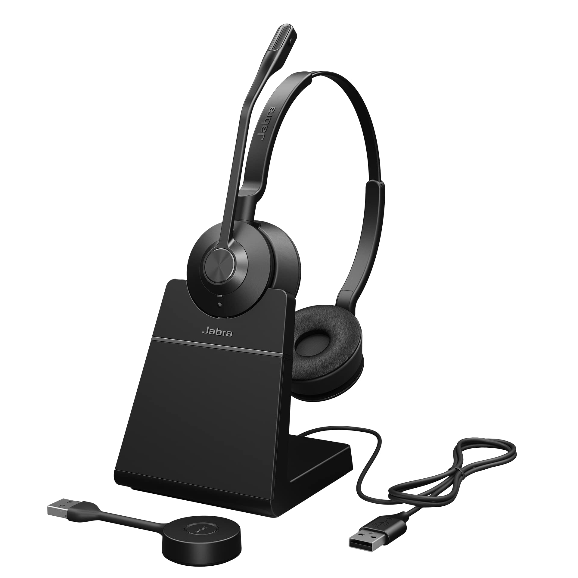 Jabra Engage 55 DECT-Stereo-Headset mit Ladestation – Geräuschunterdrückendes Mikrofon, lange Reichweite – Für Zoom & Google Meet – Schwarz (Generalüberholt) Angebot bei HelloDeals