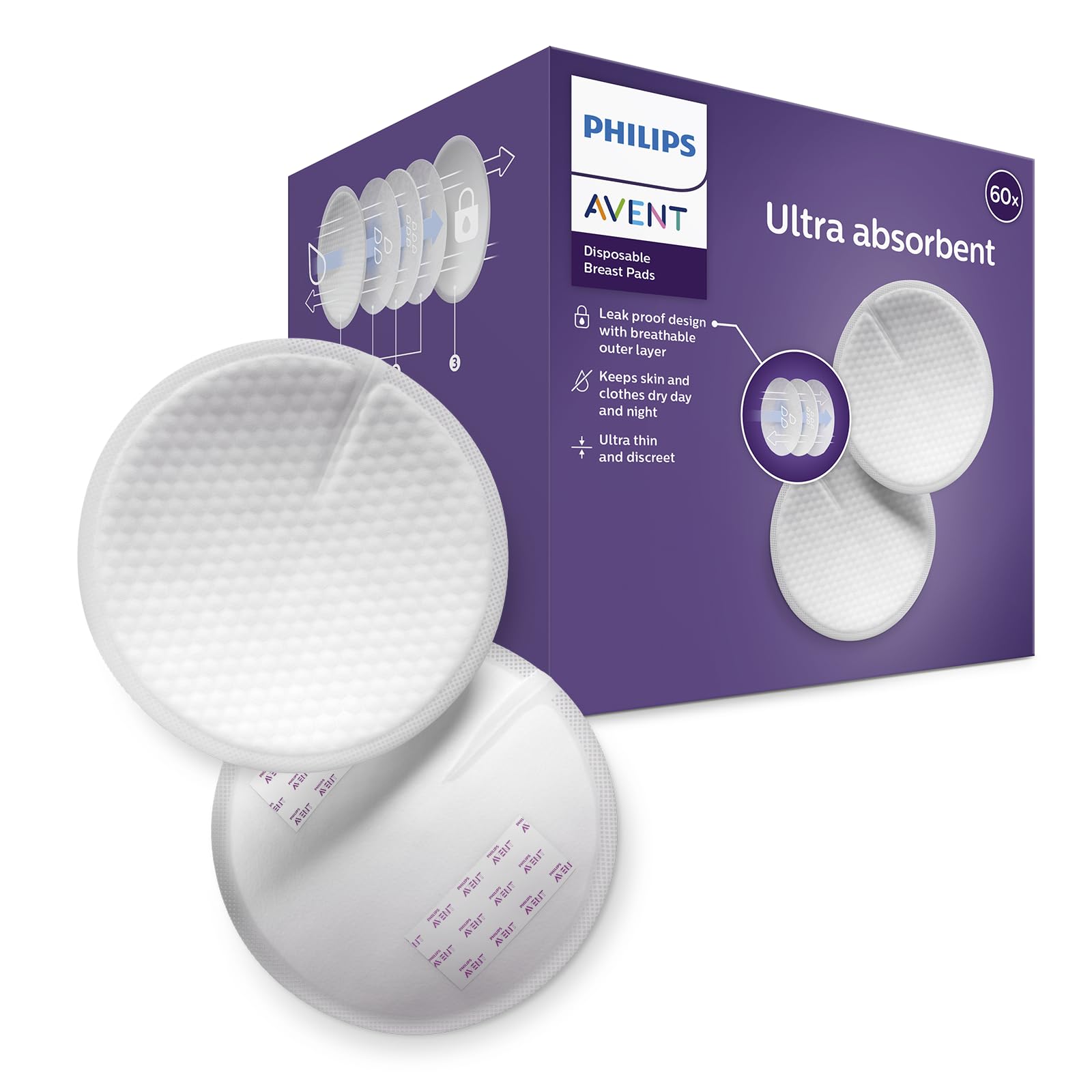 Philips Avent Einweg-Stilleinlagen, Ultra-Komfort und Sicherheit, 60 Stück, weiß (Modell SCF254/61) Angebot bei HelloDeals