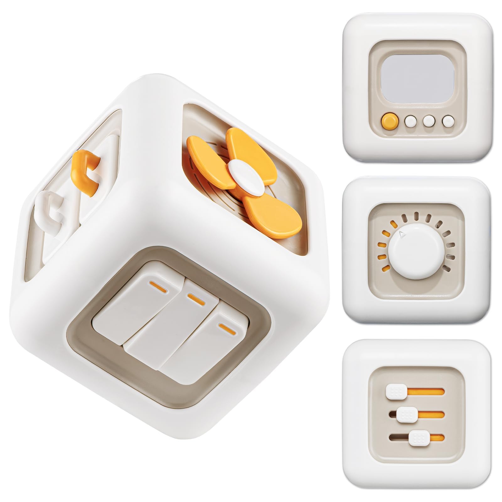 lerrbo Sensorisches Spielzeug für Kleinkind 1-3|Montessori Spielzeug ab 1 Jahr|Reisespielzeug für 12-18 Monate Baby|Beschäftigungswürfel Geburtstagsgeschenk für 1 Jahr alt offwhite Angebot bei HelloDeals